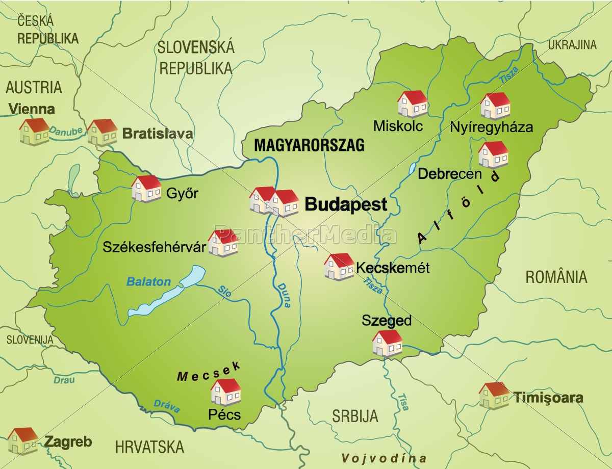 Karte Von Ungarn Als Infografik In Grun Stockfoto 10651779 Bildagentur Panthermedia