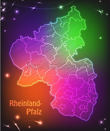 Karte Von Rheinland-Pfalz Mit Grenzen Als Buntes - Lizenzfreies Bild ...