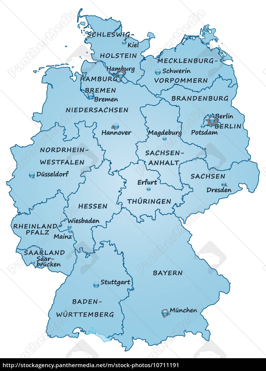 Karte Von Deutschland Als Ubersichtskarte In Blau Stockfoto Bildagentur Panthermedia