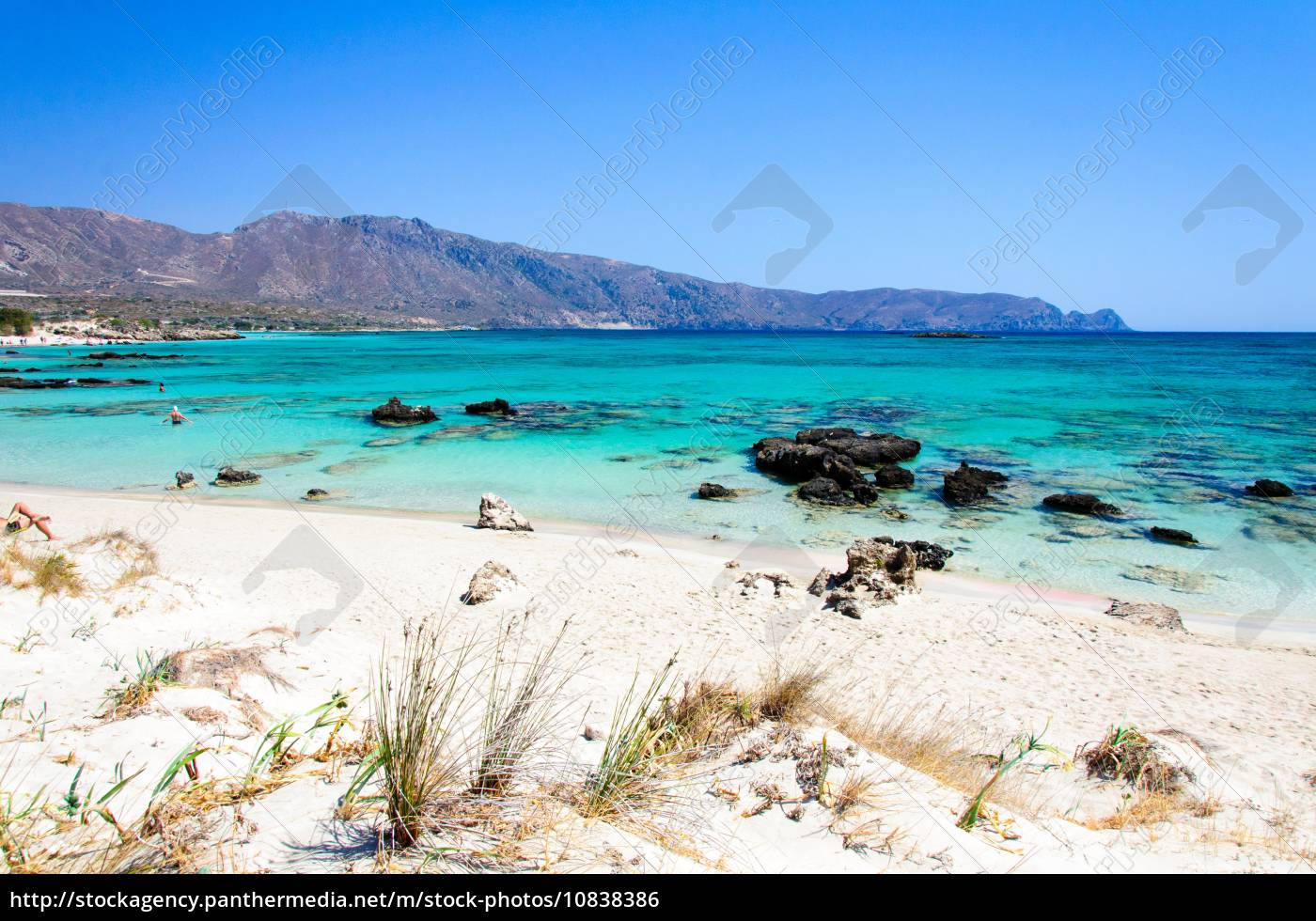 elafonissi strand,mit rosa-weißen sand und das - Stock ...