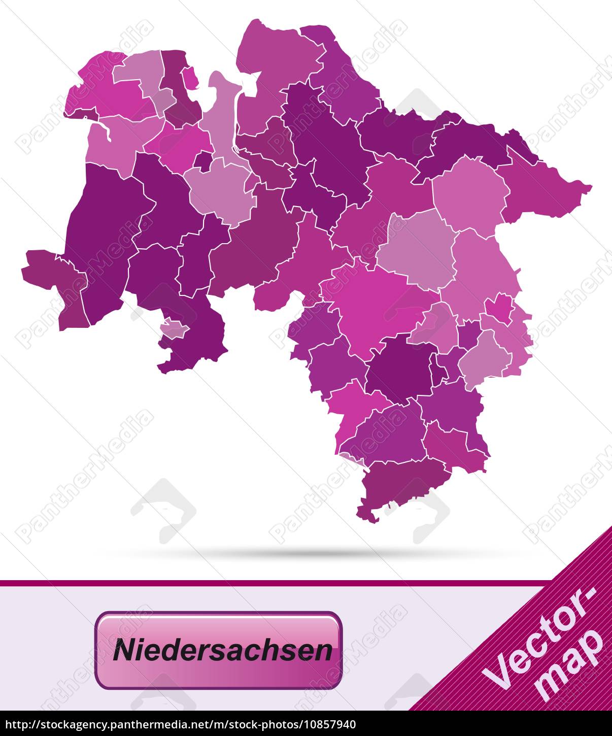 Karte Von Niedersachsen Mit Grenzen In Violett Lizenzfreies Foto 10857940 Bildagentur Panthermedia