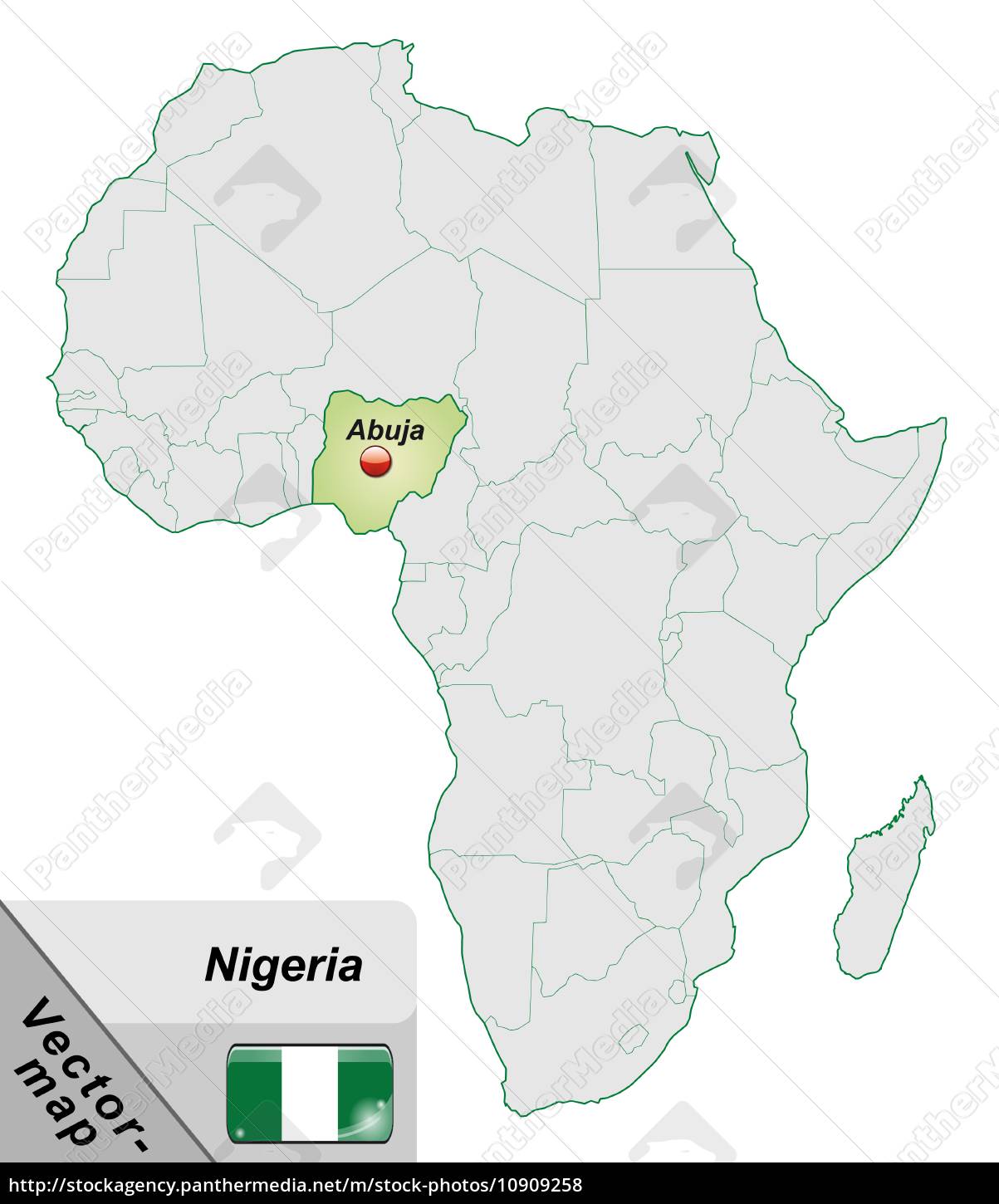 Karte Von Nigeria Mit Hauptstadten In Pastellgrun Stock Photo Bildagentur Panthermedia