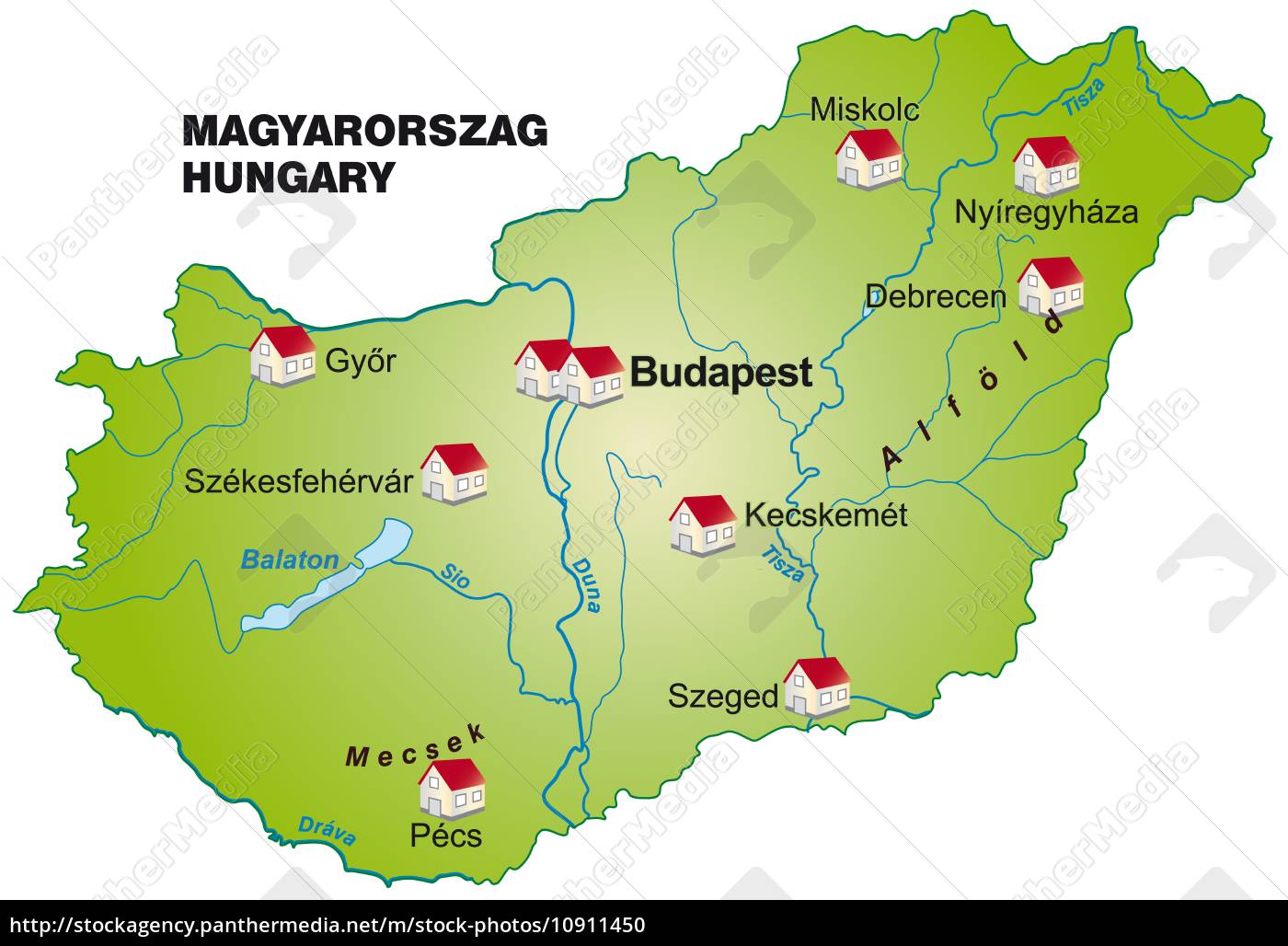 Karte Von Ungarn Als Infografik In Grun Stockfoto 10911450 Bildagentur Panthermedia