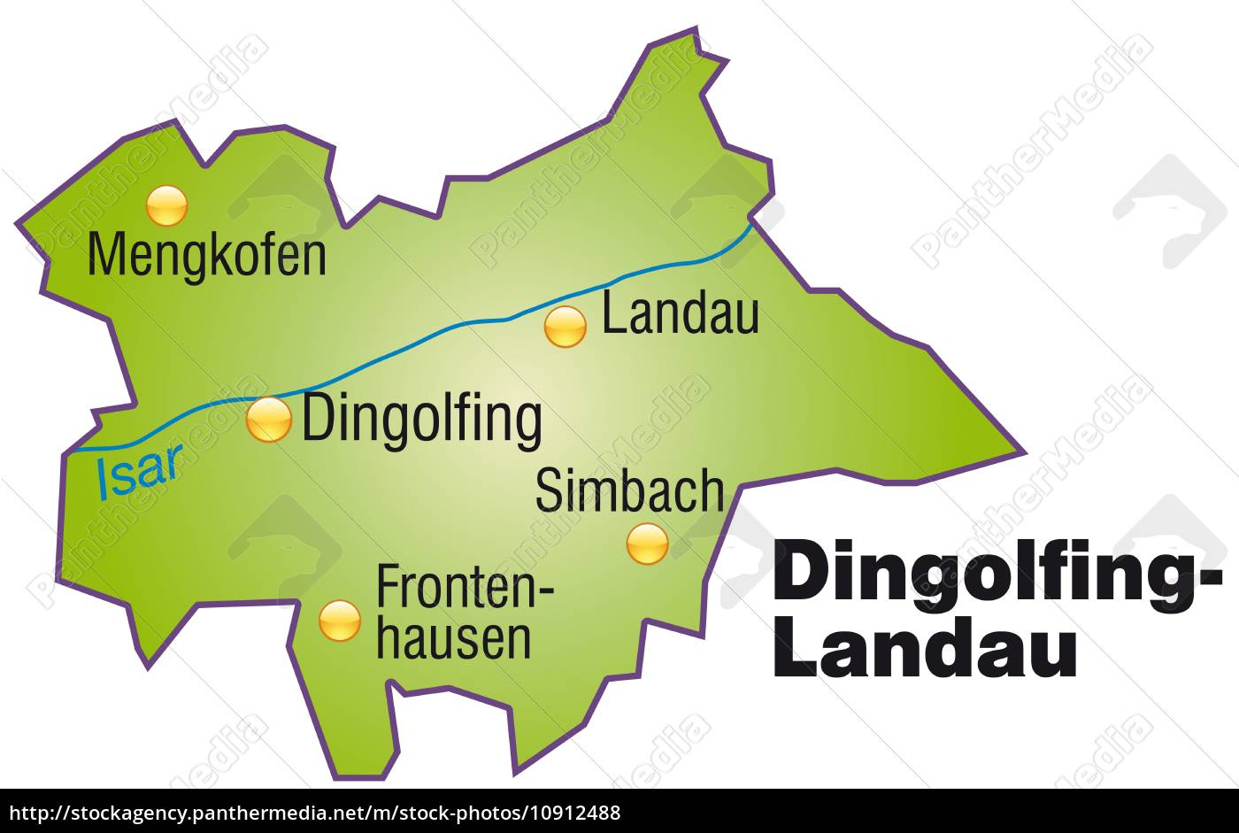 Karte von Dingolfing-Landau als Übersichtskarte in - Lizenzfreies Foto - #10912488  Bildagentur 