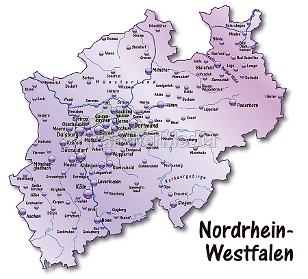 Karte Von Nordrhein-Westfalen Als Übersichtskarte In - Lizenzfreies ...