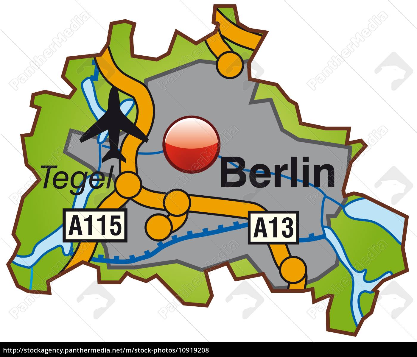 Karte von Berlin mit Verkehrsnetz in Grün - Lizenzfreies Foto