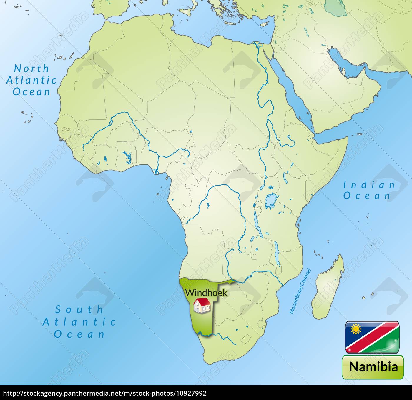 Karte Von Namibia Mit Hauptstadten In Grun Lizenzfreies Foto Bildagentur Panthermedia