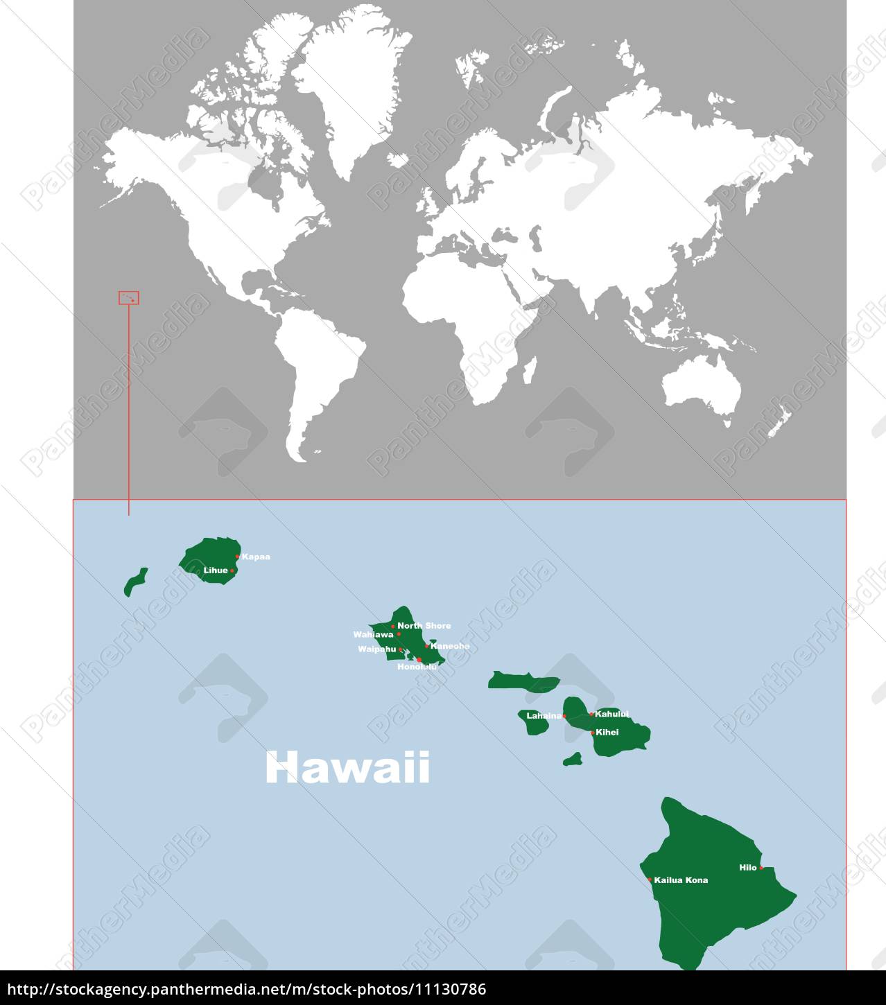 Hawaii Karte Stockfoto 11130786 Bildagentur Panthermedia