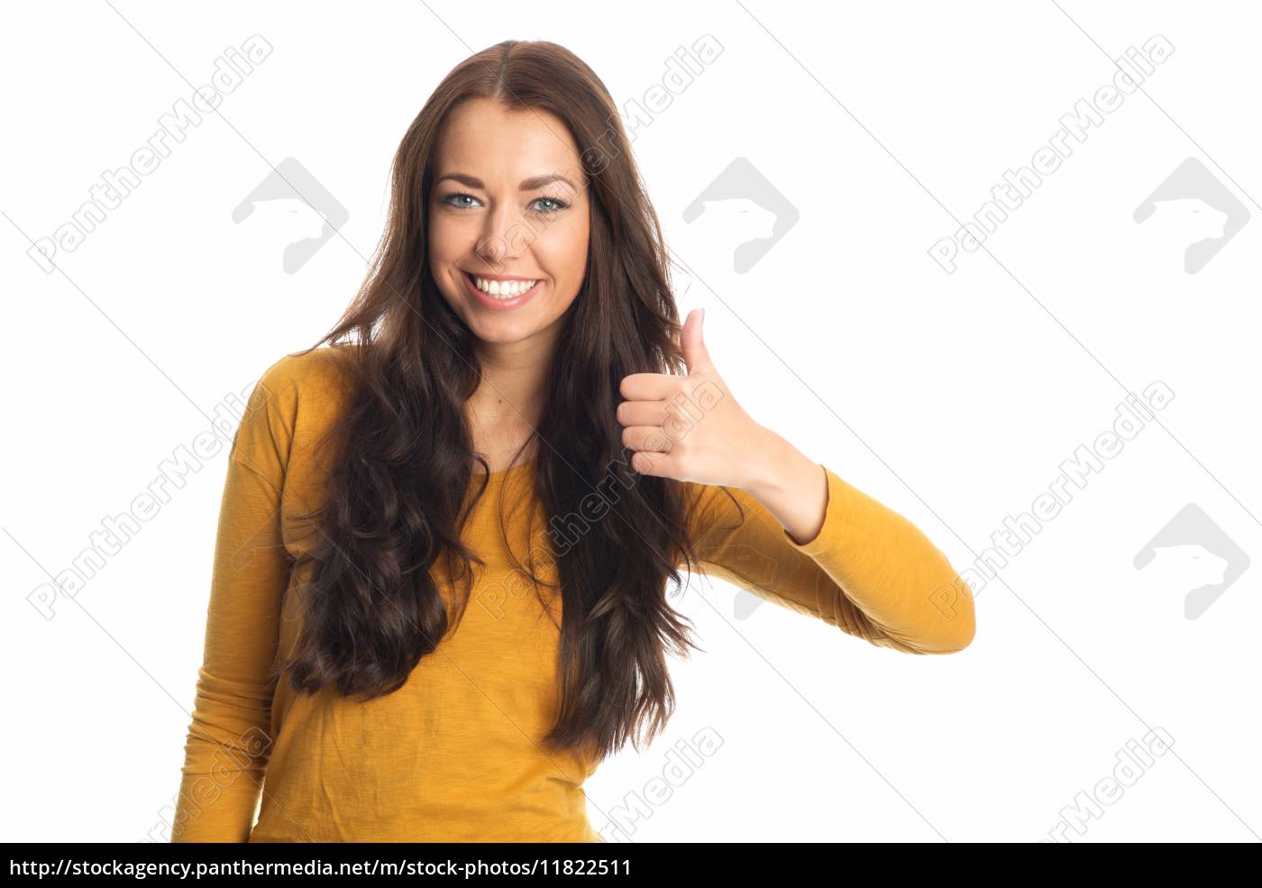 Frau Zeigt Daumen Hoch Stockfoto 11822511 Bildagentur Panthermedia