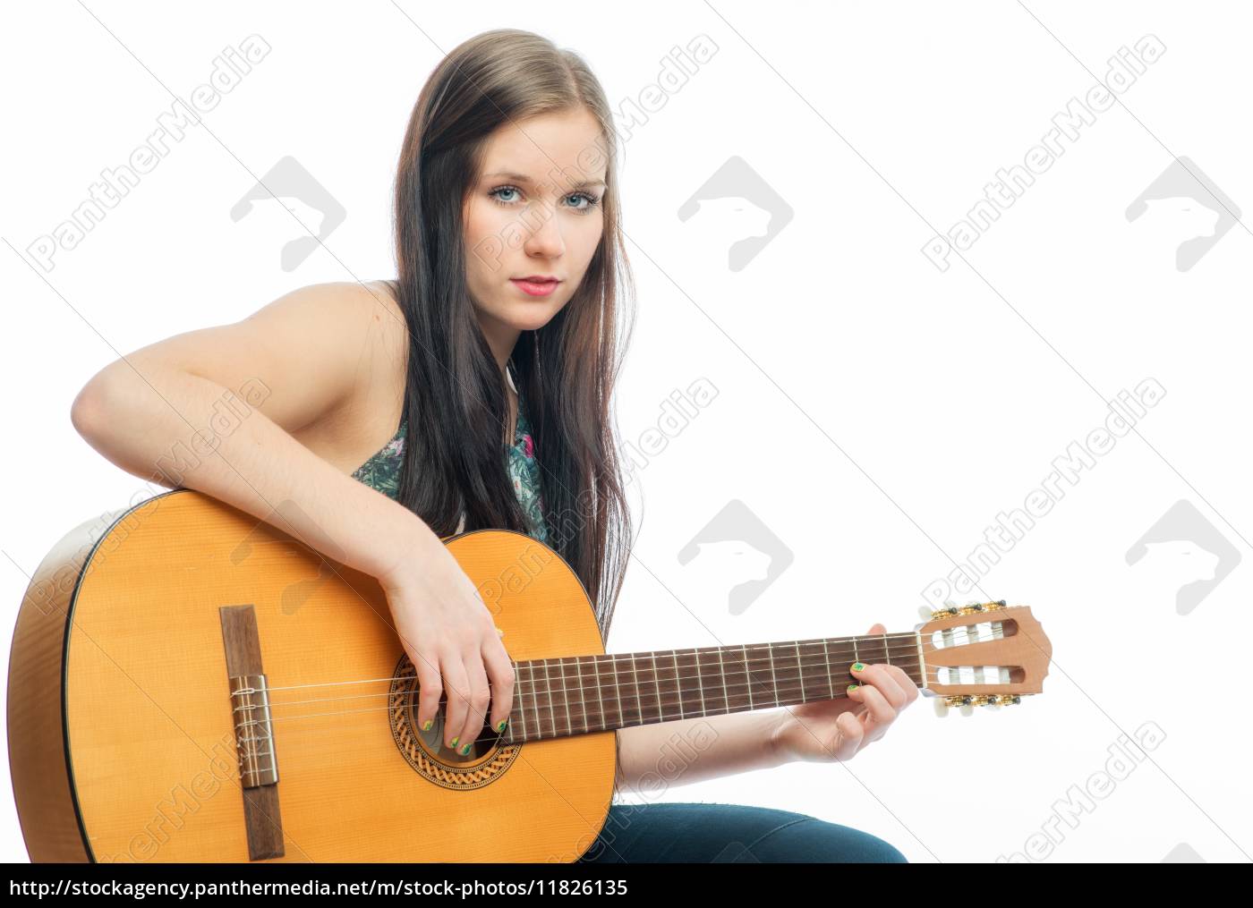 Junges Madchen Mit Gitarre Stockfoto Bildagentur Panthermedia