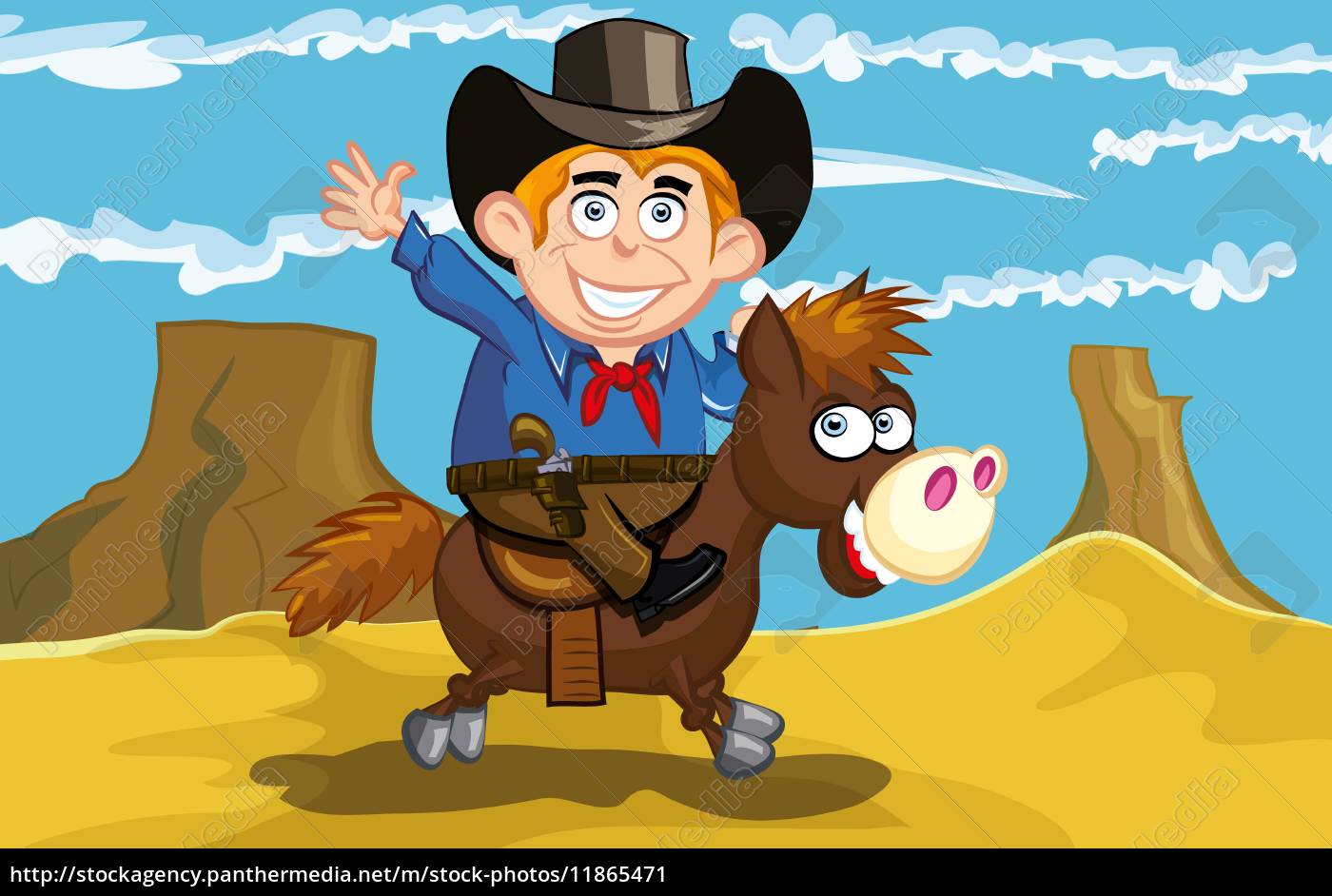 Cartoon Cowboy Auf Einem Pferd Stockfoto Bildagentur Panthermedia