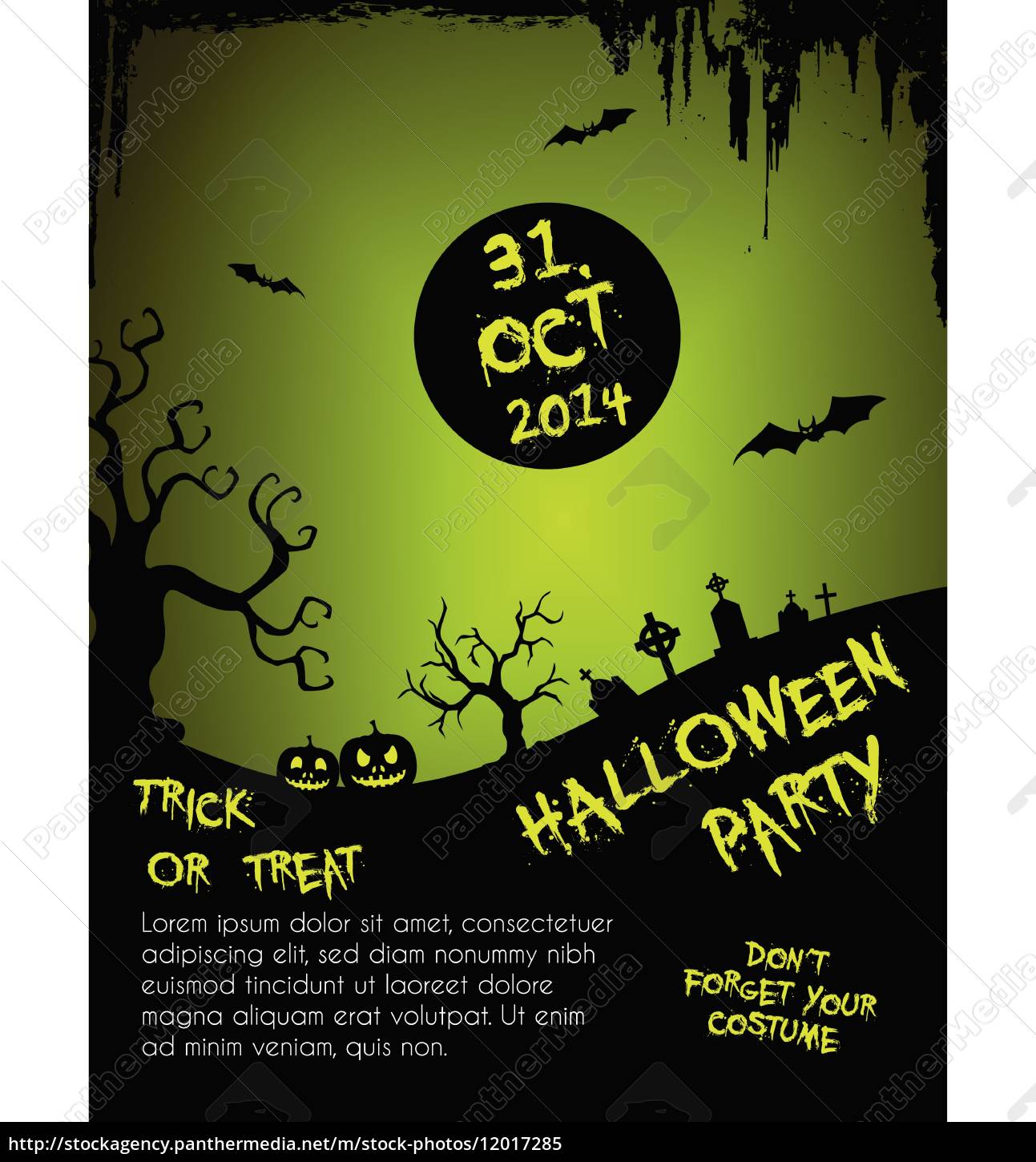 Halloween Party Flyer Vorlage Grun Und Schwarz Lizenzfreies Bild Bildagentur Panthermedia