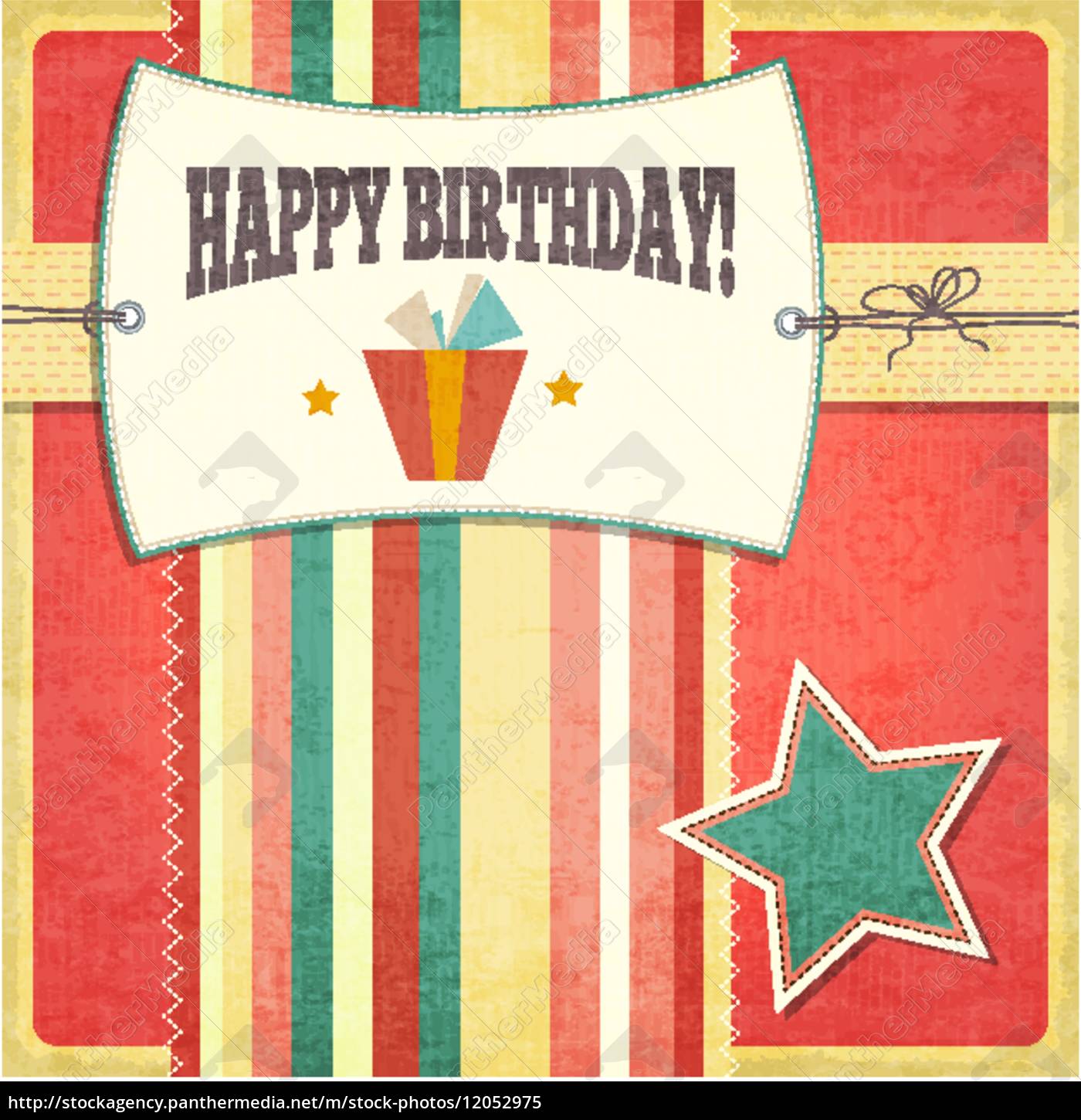 vintage retro alles gute zum geburtstag karte Lizenzfreies Bild