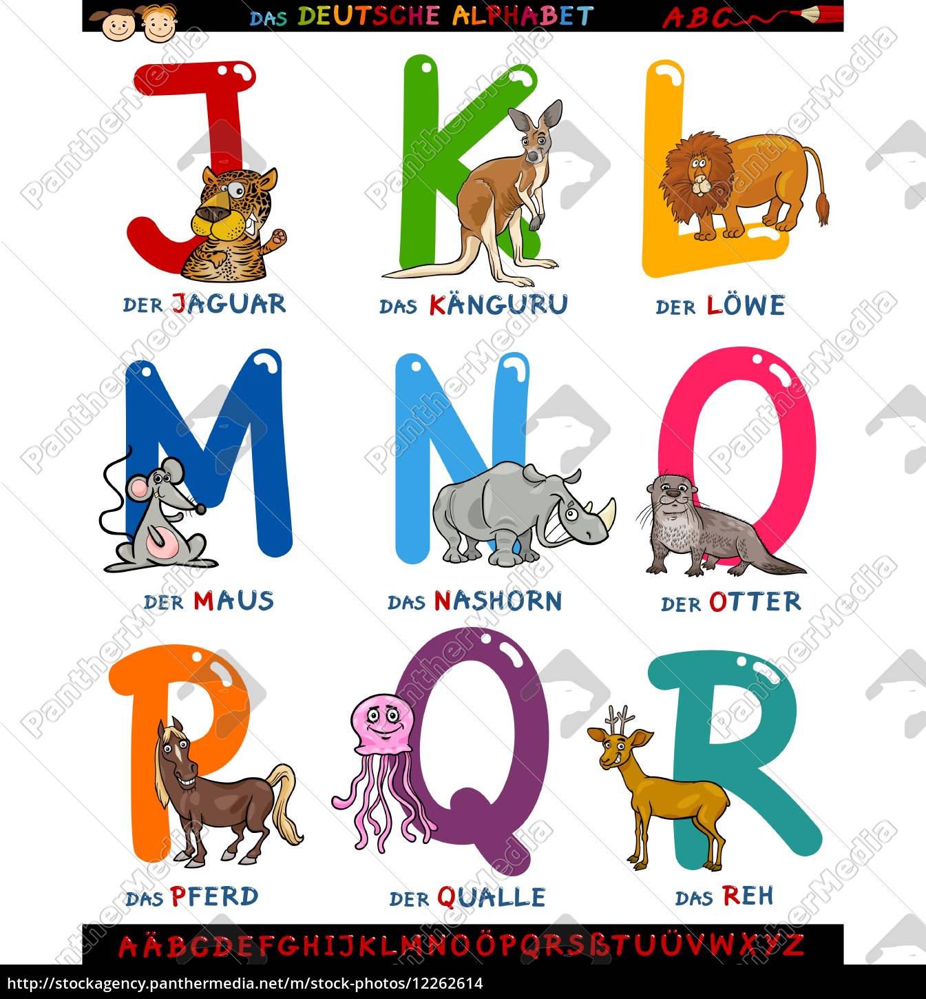 Cartoon Deutsch Alphabet Mit Tieren - Stockfoto - #12262614 ...