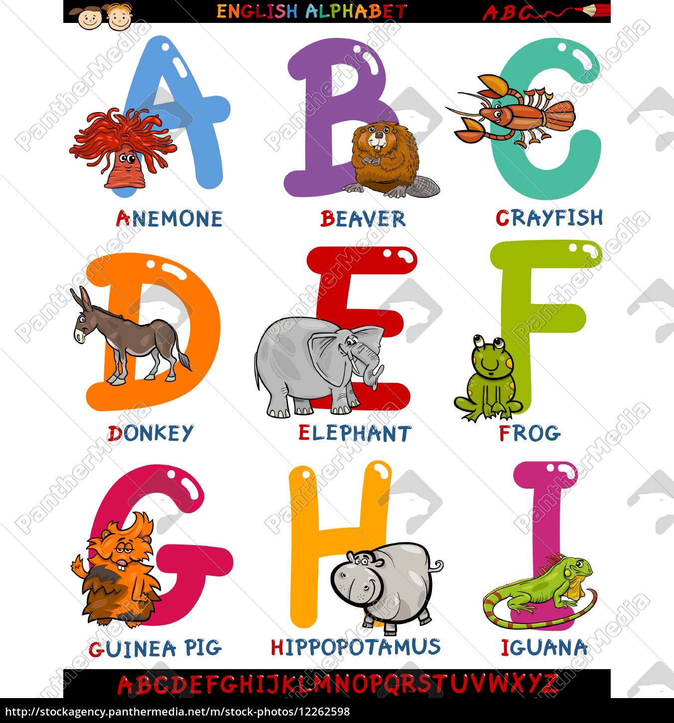 Cartoon Englisches Alphabet Mit Tieren Stock Photo Bildagentur Panthermedia