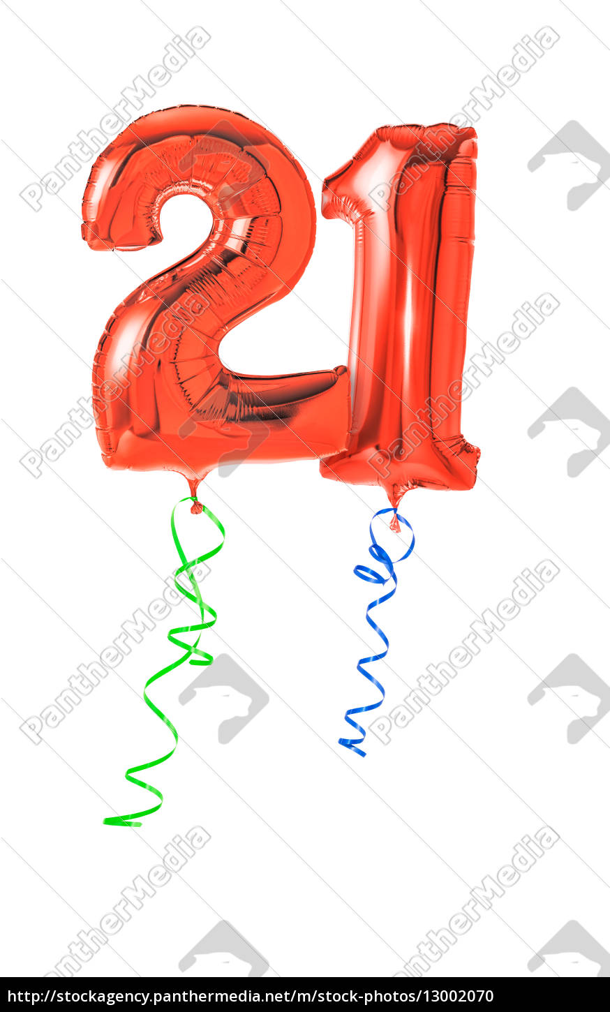 Rote Luftballons Mit Geschenkband Nummer 21 Stock Photo 13002070 Bildagentur Panthermedia