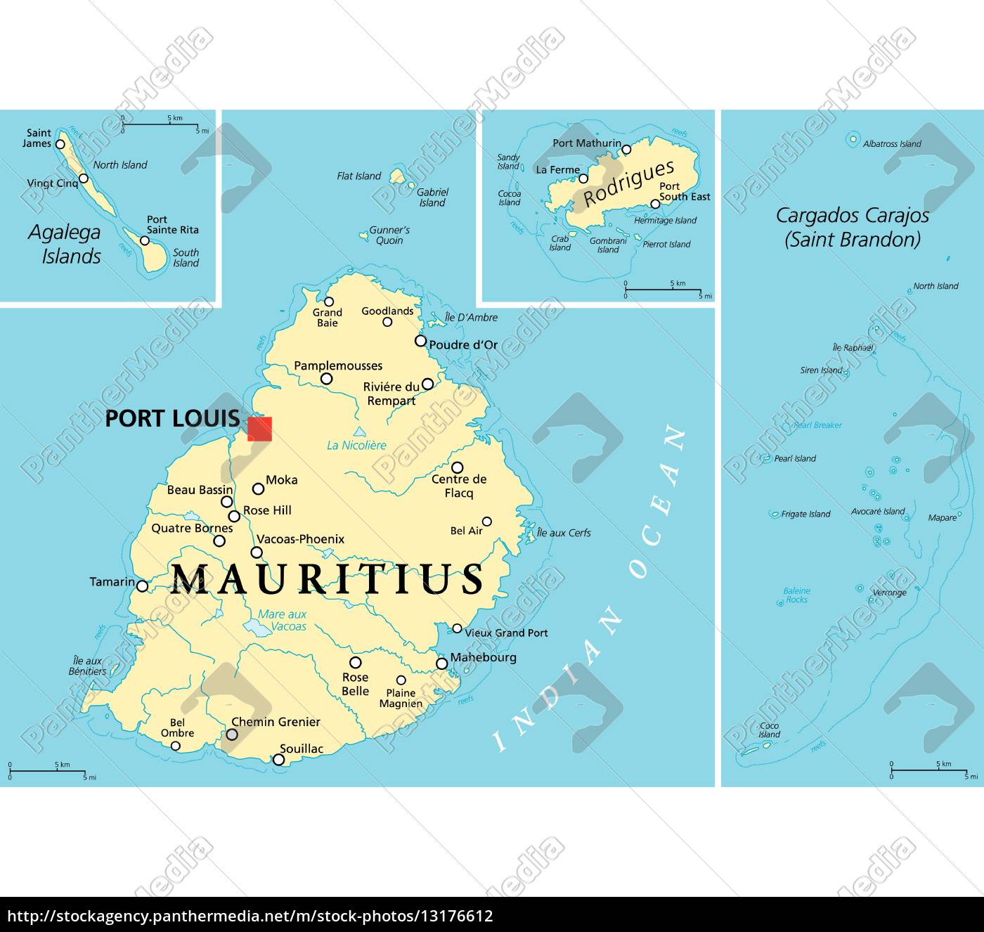 mauritius politische karte - Lizenzfreies Bild #13176612 | Bildagentur ...