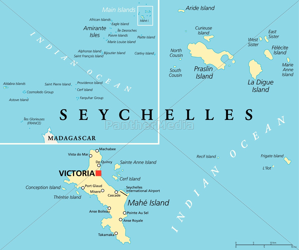 politische landkarte der seychellen - Lizenzfreies Foto - #13176600