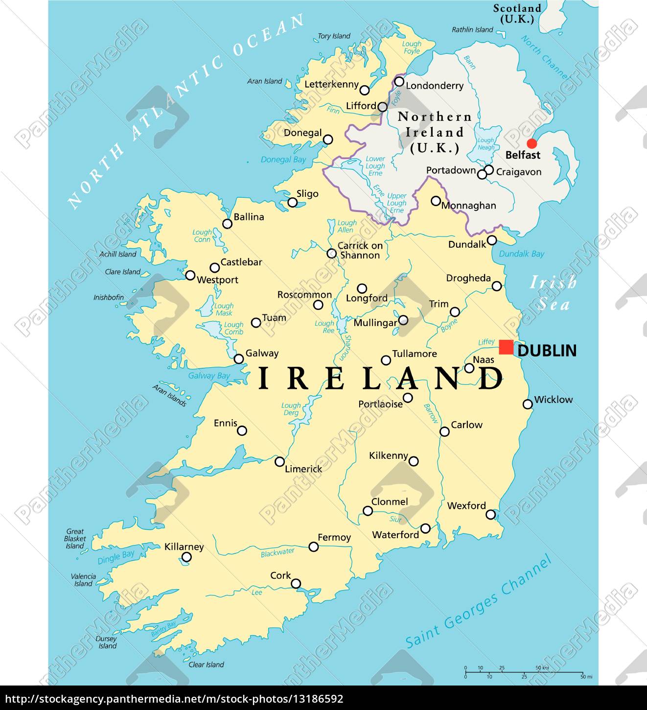 irland politische karte - Lizenzfreies Foto - #13186592 - Bildagentur