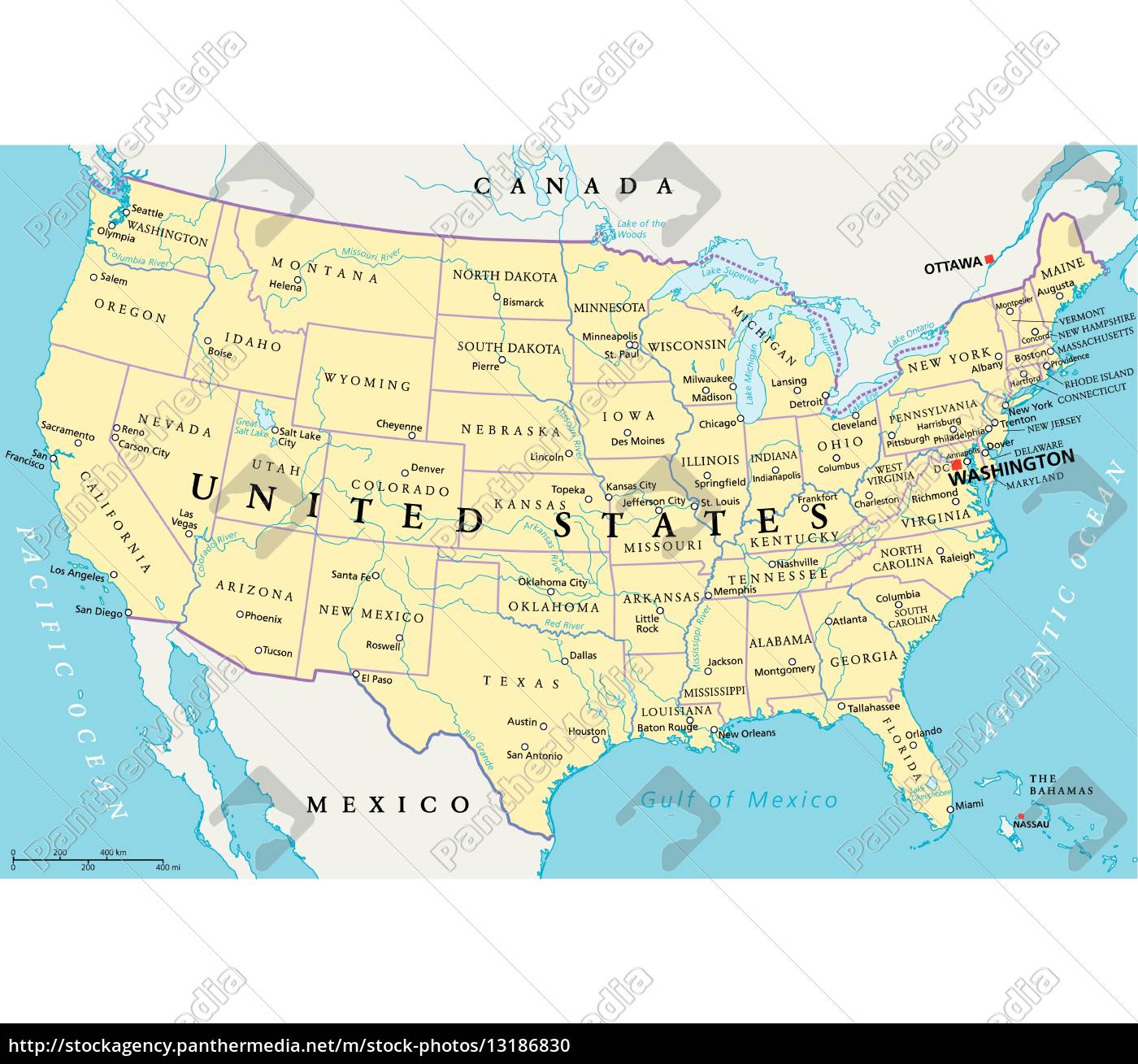 united states of america political map - Stockfoto - #13186830