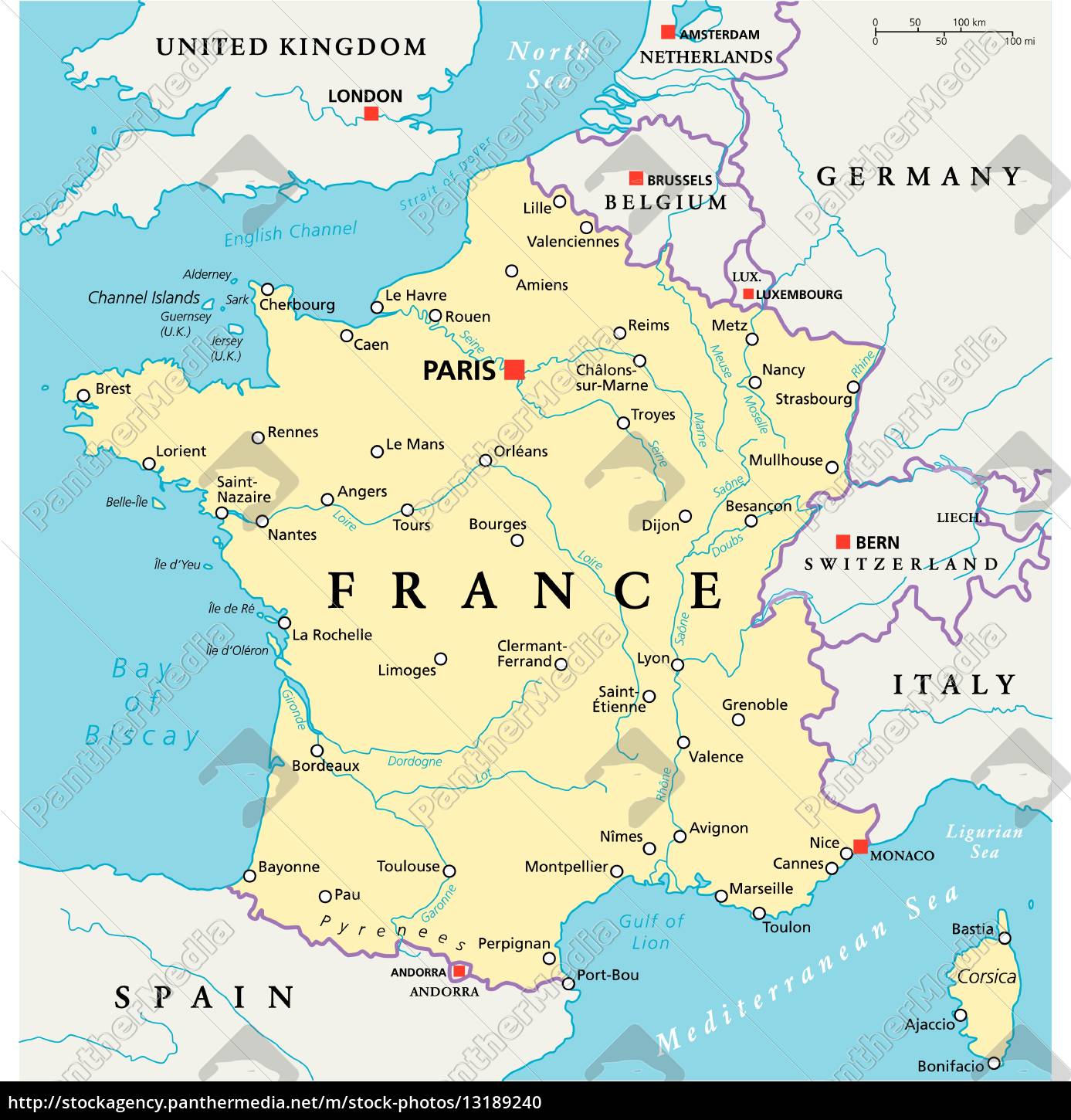 frankreich karte nachbarländer France, administrative divisions