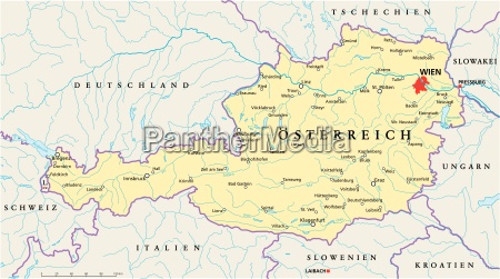 Osterreich Politische Karte Deutsch Labeling Lizenzfreies Foto Bildagentur Panthermedia