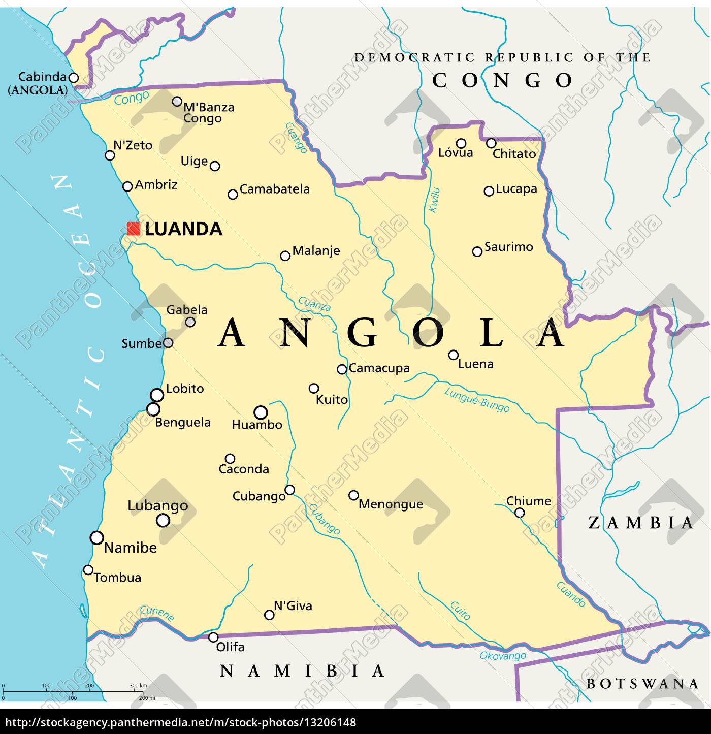 angola politische karte - Lizenzfreies Foto - #13206148 - Bildagentur