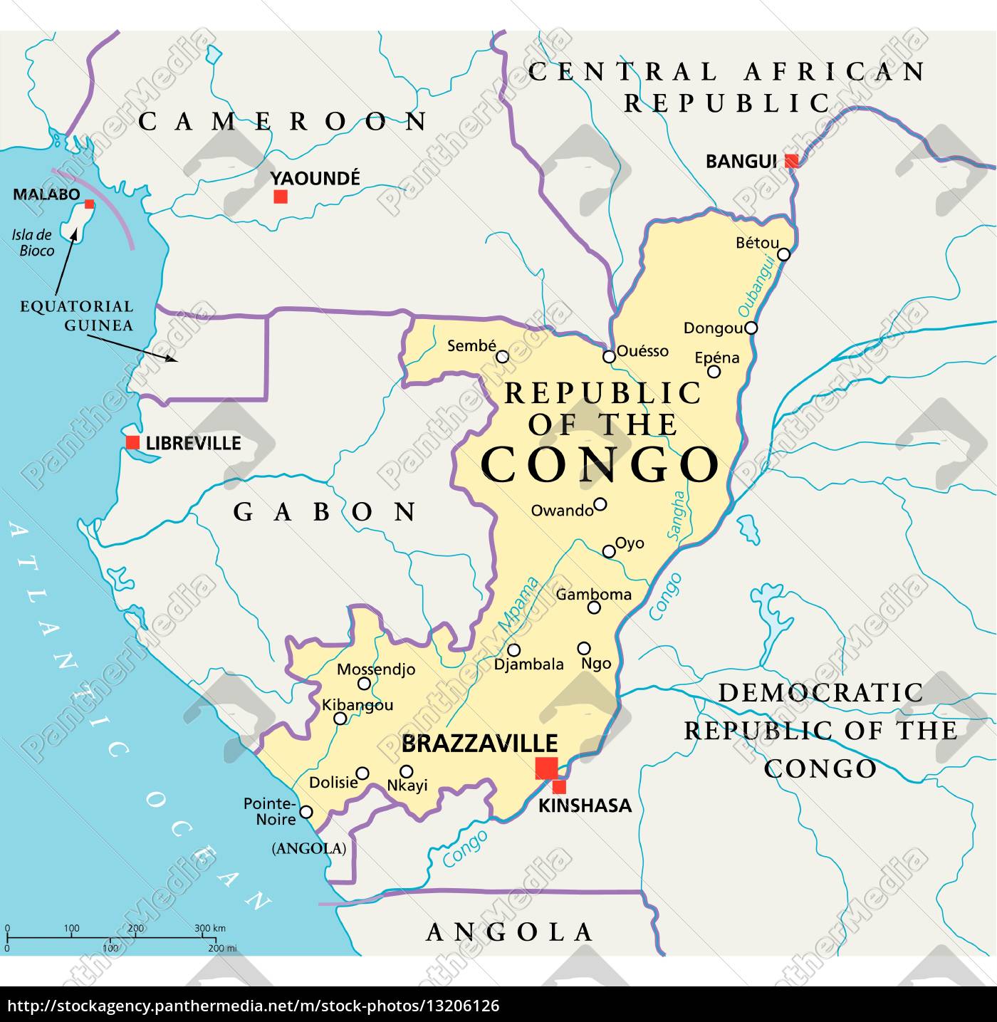 republik kongo politische karte - Stockfoto - #13206126 | Bildagentur