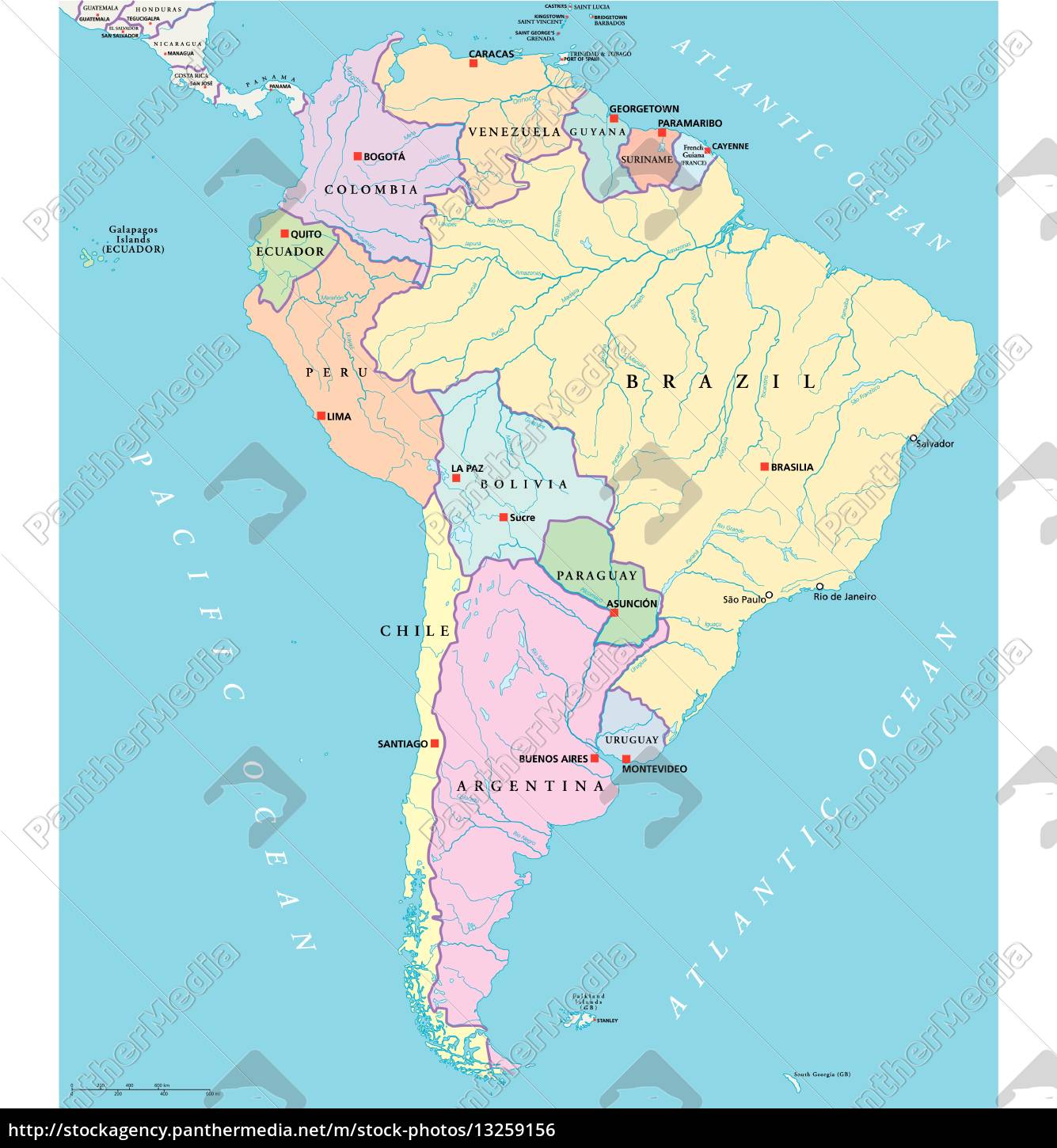 Sudamerika Einzelstaaten Karte Lizenzfreies Foto Bildagentur Panthermedia