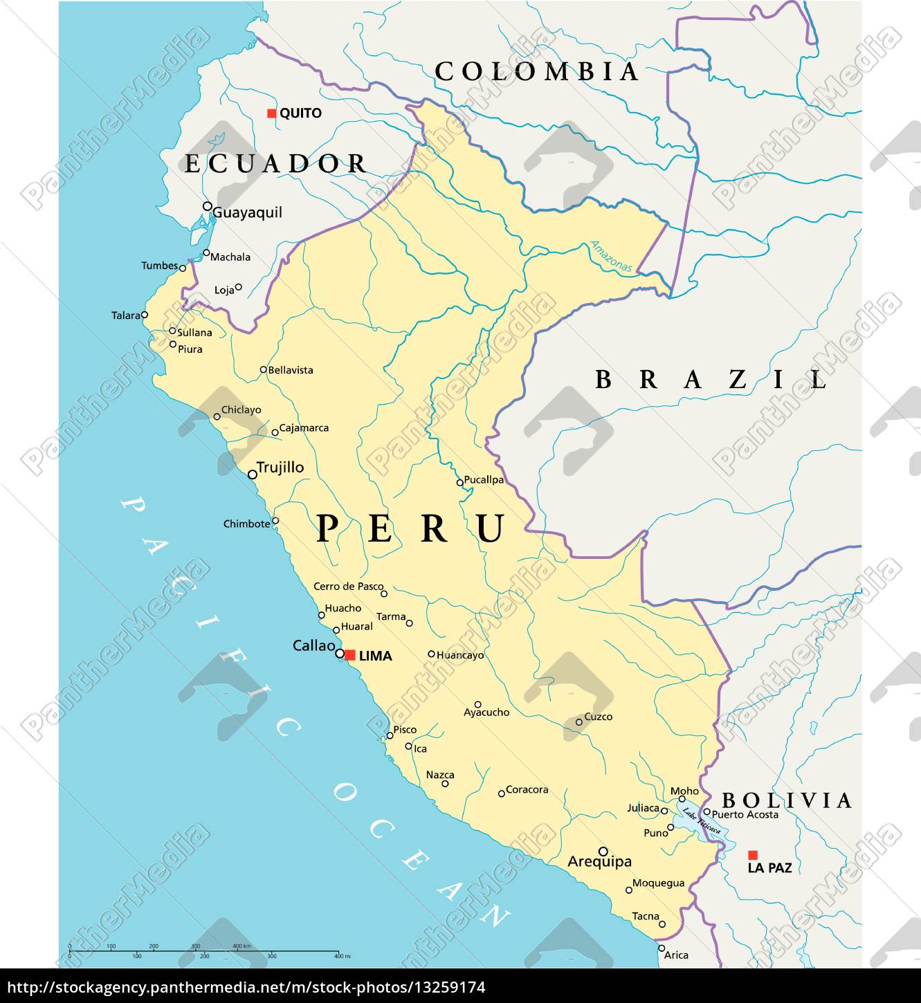 peru politische karte - Stock Photo - #13259174 | Bildagentur PantherMedia