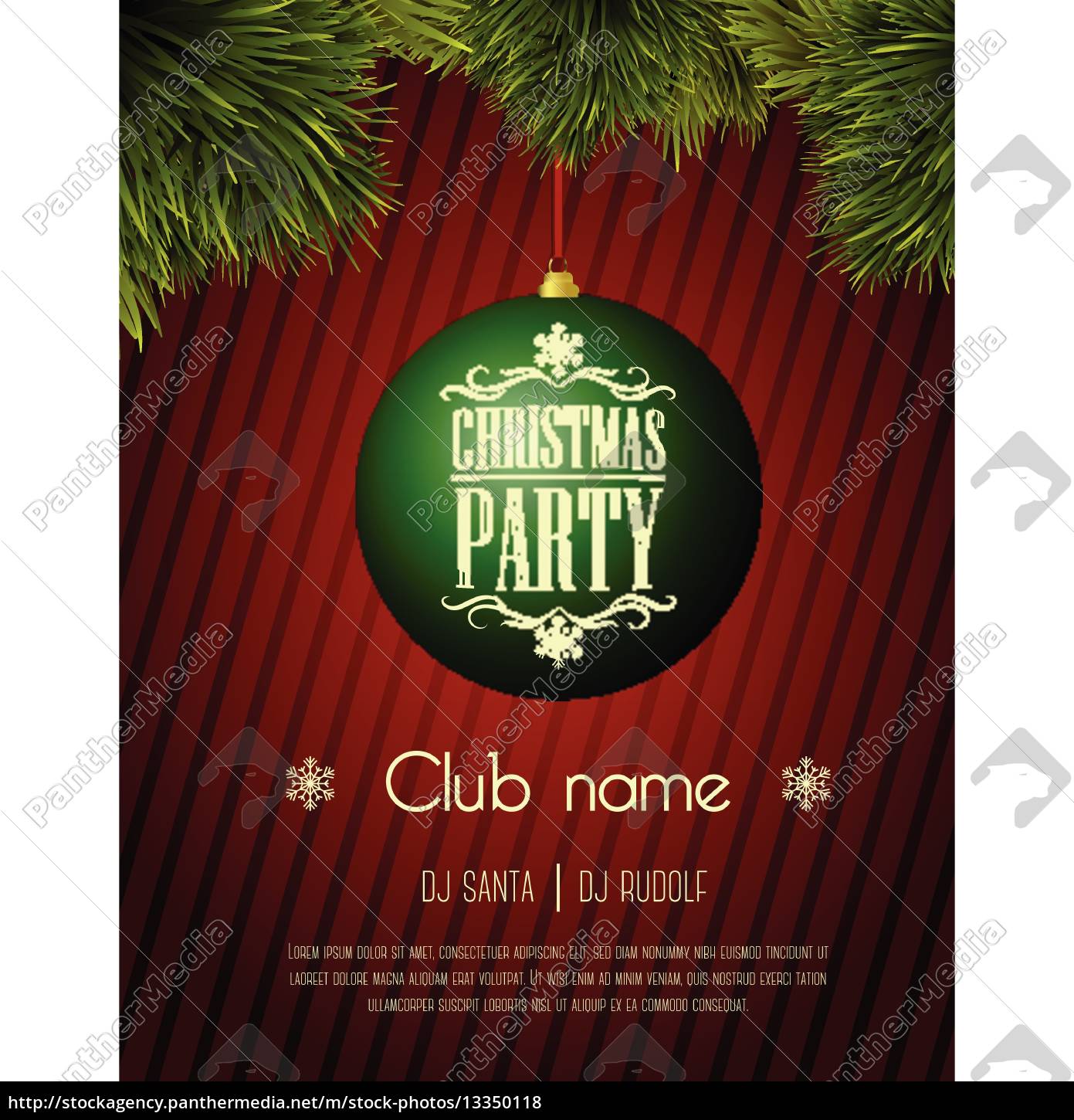 Weihnachts Party Flyer Vorlage Grune Flitter Auf Stock Photo Bildagentur Panthermedia