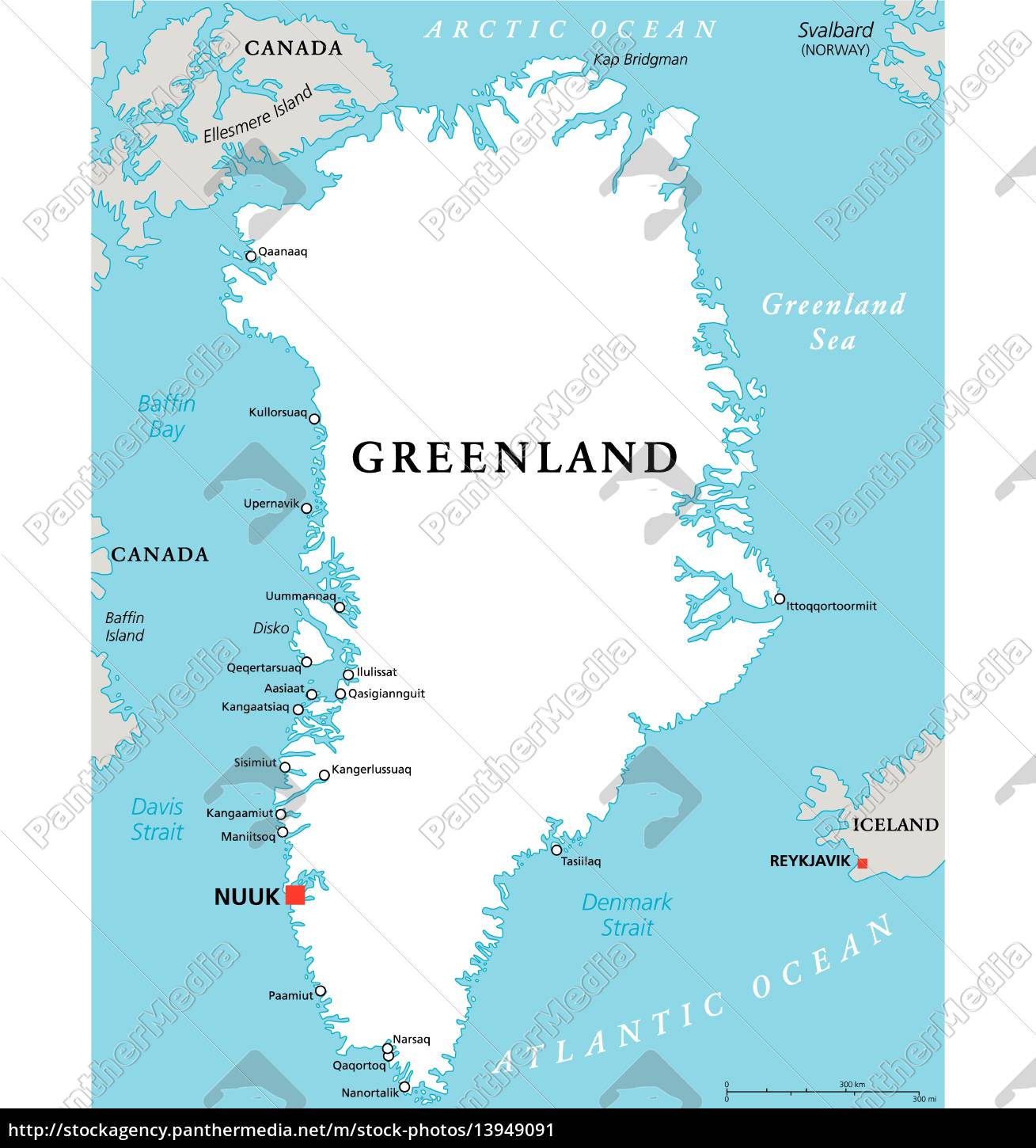 grönland political map - Stockfoto - #13949091 | Bildagentur PantherMedia