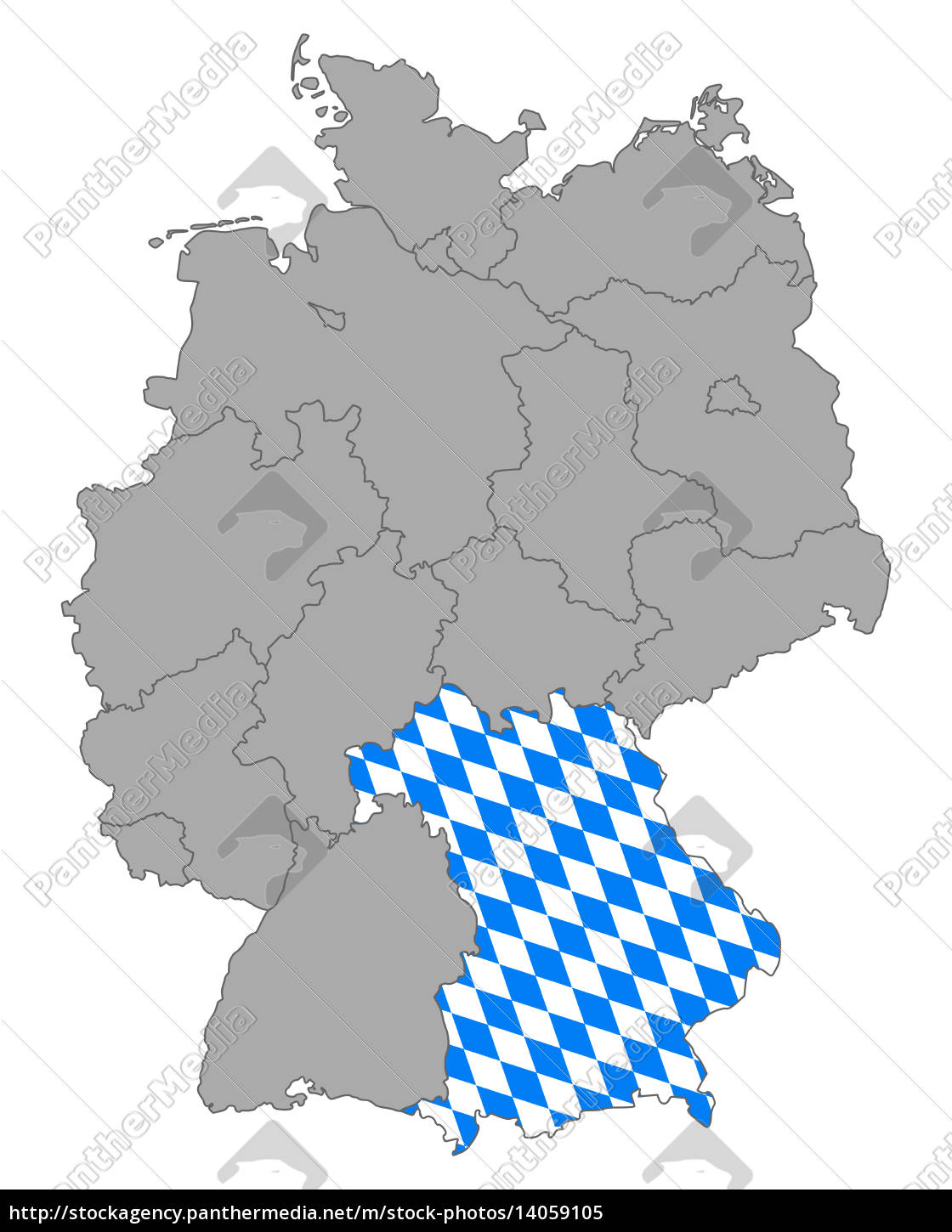 Karte Von Deutschland Mit Fahne Von Bayern - Lizenzfreies Bild - #14059105 | Bildagentur
