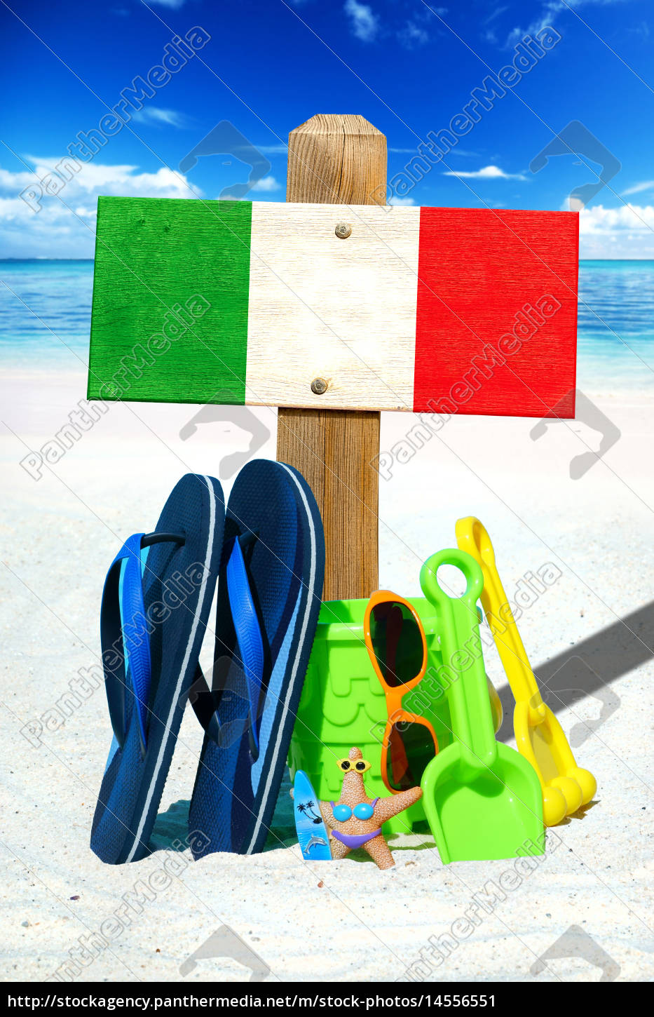 Blechschild XXL Urlaub Reisebüro  Italien Flagge
