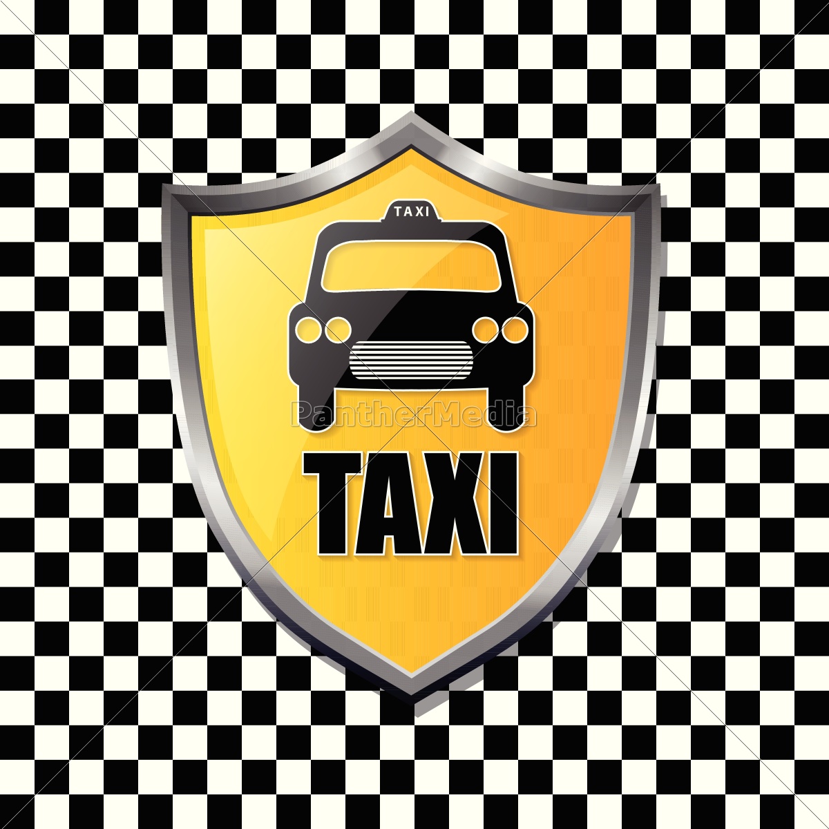 taxi schild abzeichen auf karierten hintergrund - Stockfoto #14659479