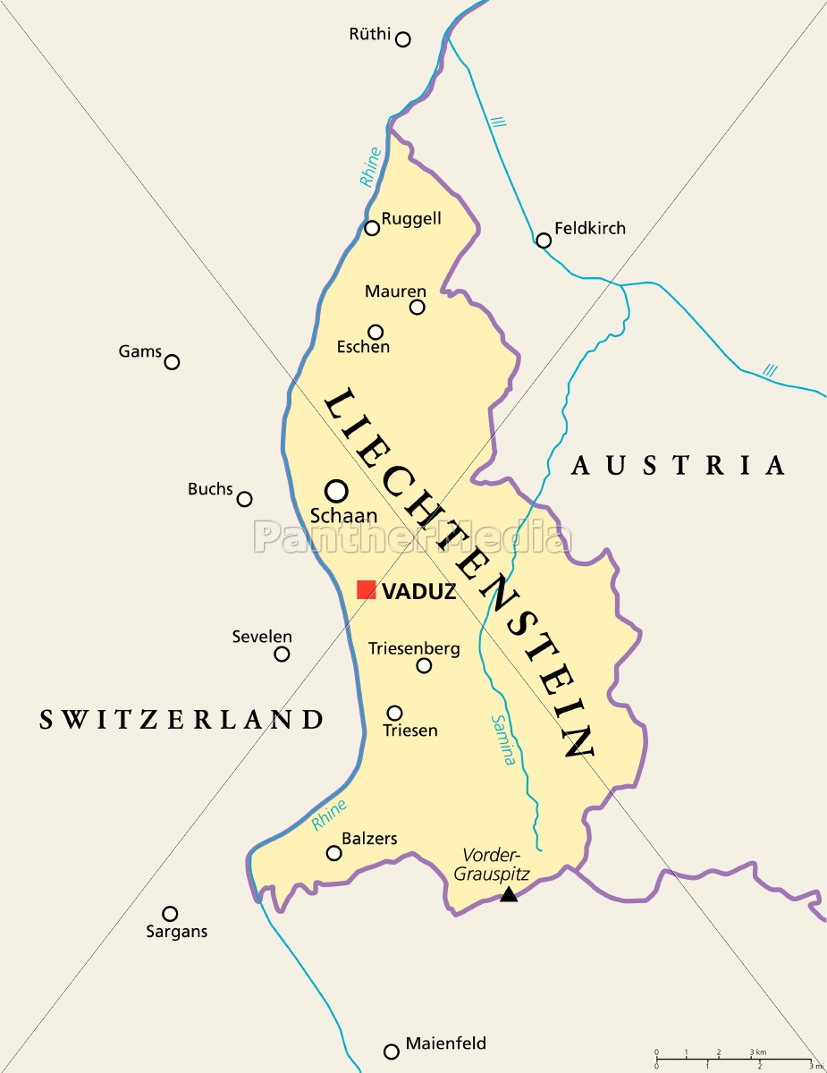 Liechtenstein Politische Landkarte Lizenzfreies Bild 14764459 Bildagentur Panthermedia