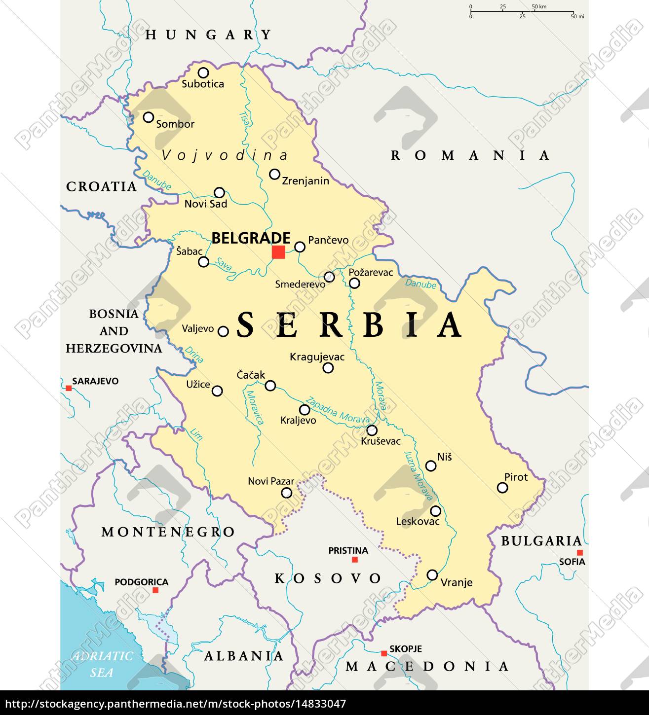 serbien politische karte - Stockfoto - #14833047 | Bildagentur PantherMedia