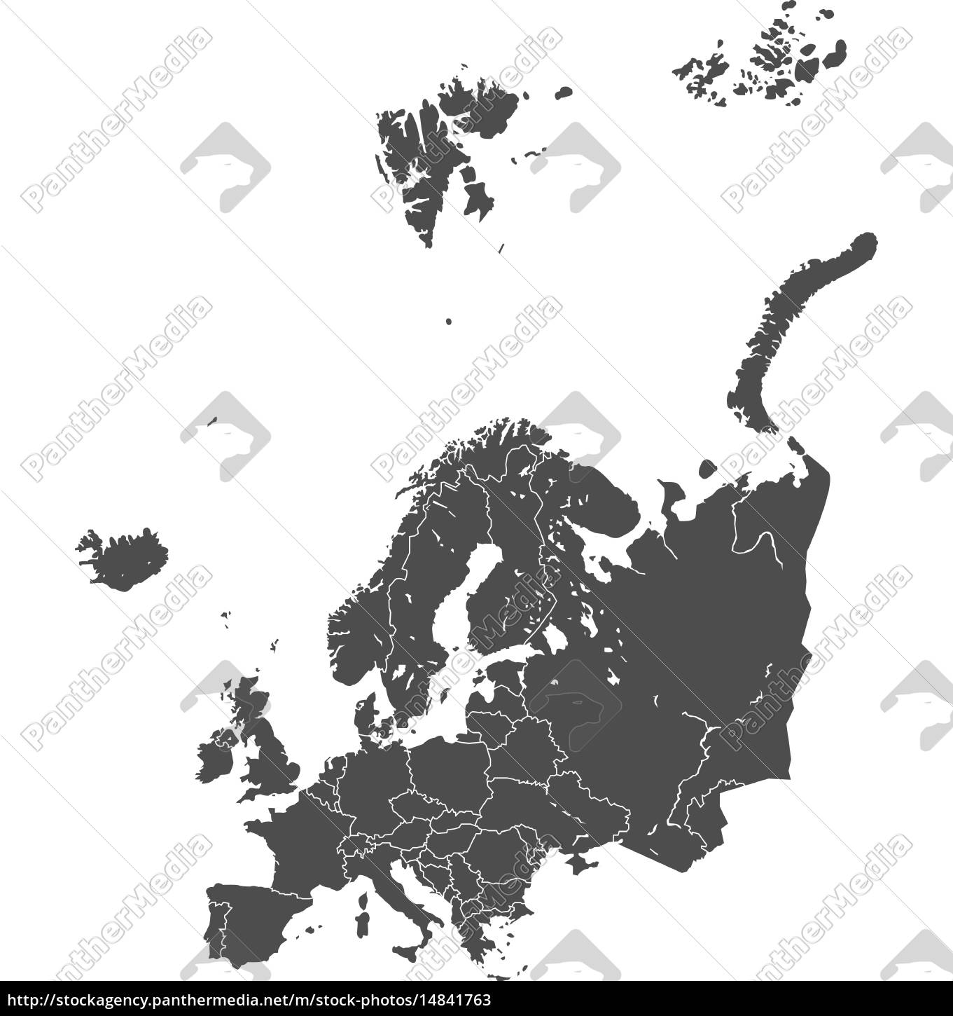 Europa Karte Vektor Grafik grau - Lizenzfreies Bild - #14841763