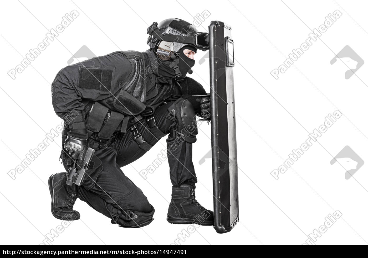 Swat Offizier Mit Ballistischen Schild Stockfoto Bildagentur Panthermedia