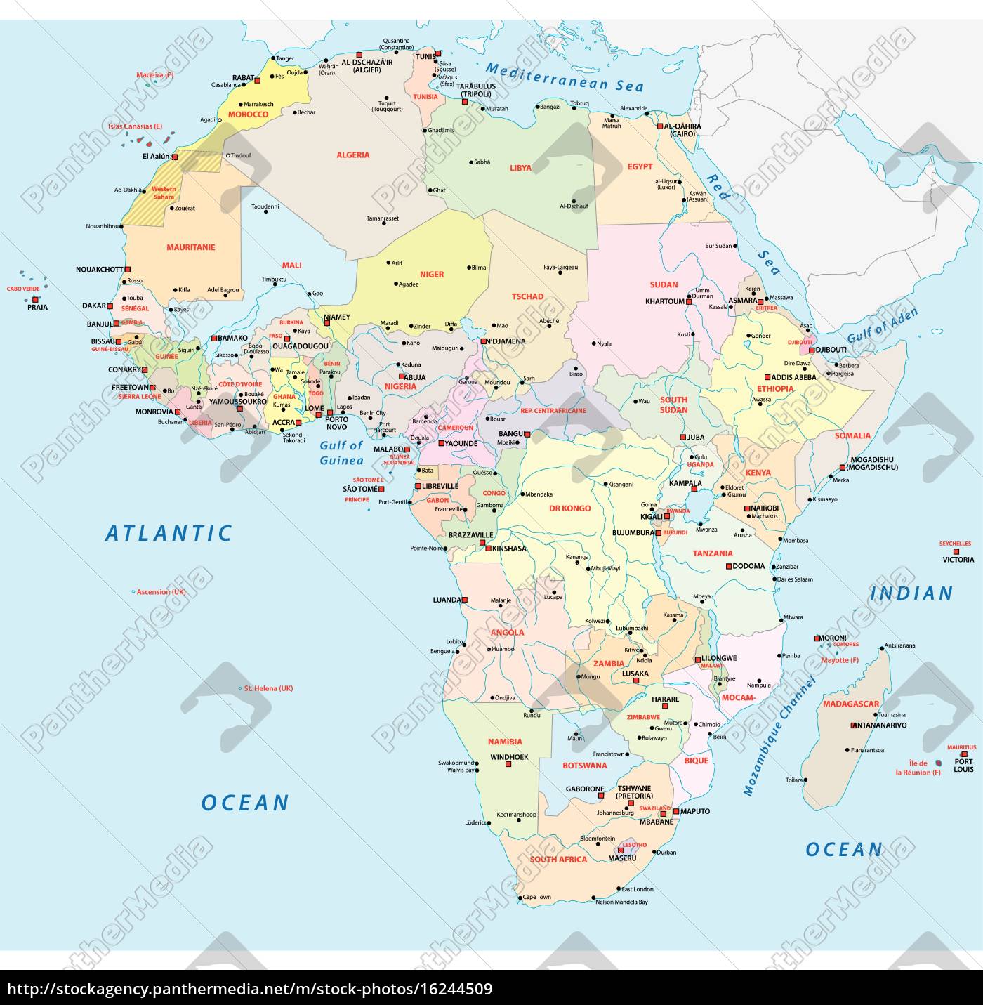 politische Weltkarte von Afrika