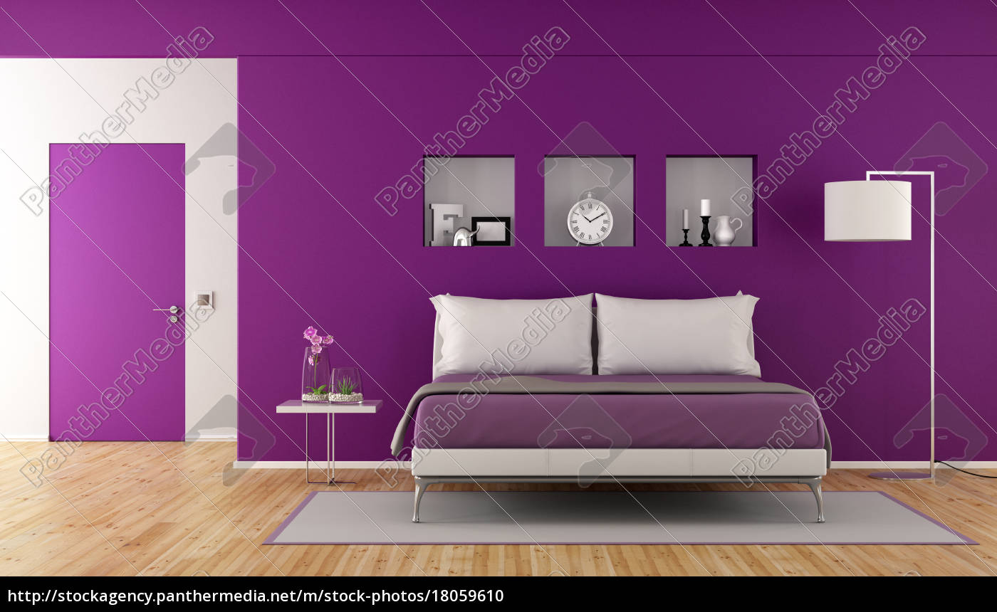 moderne lila schlafzimmer - stockfoto #18059610 | bildagentur