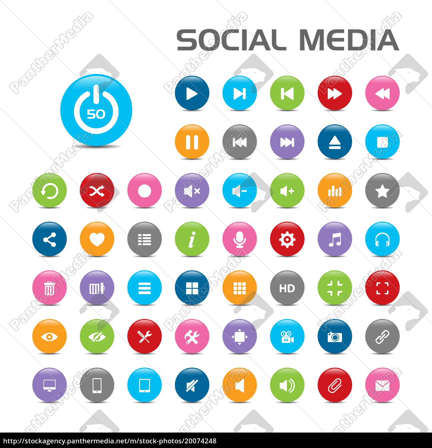 social-media-buble-symbole auf weißem hintergrund - Lizenzfreies Foto