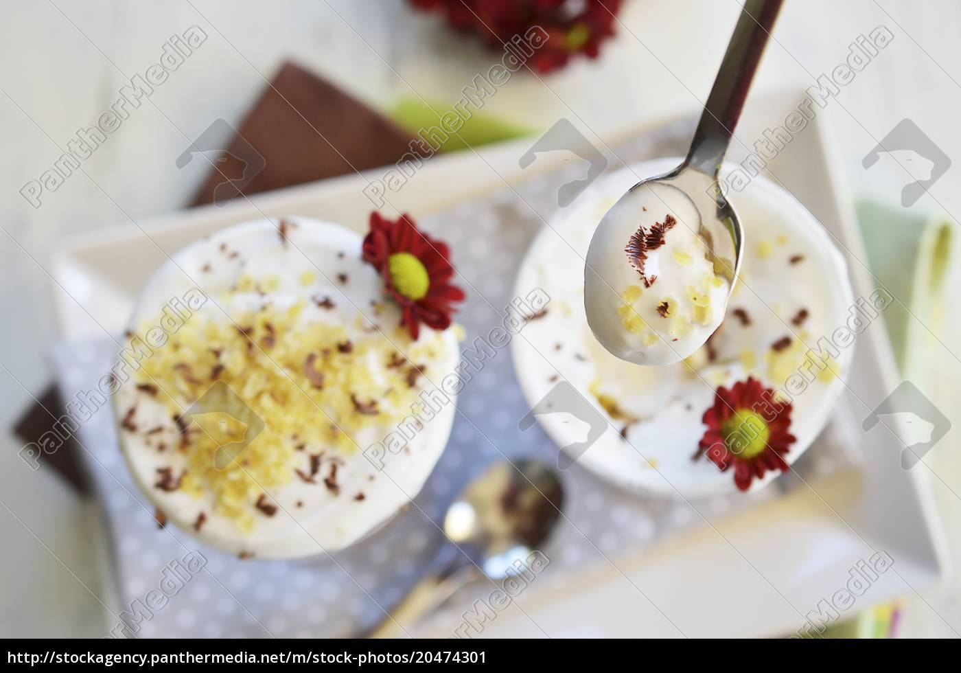 Schokolade Musli Und Kokosmilch Dessert In Zwei Stockfoto Bildagentur Panthermedia