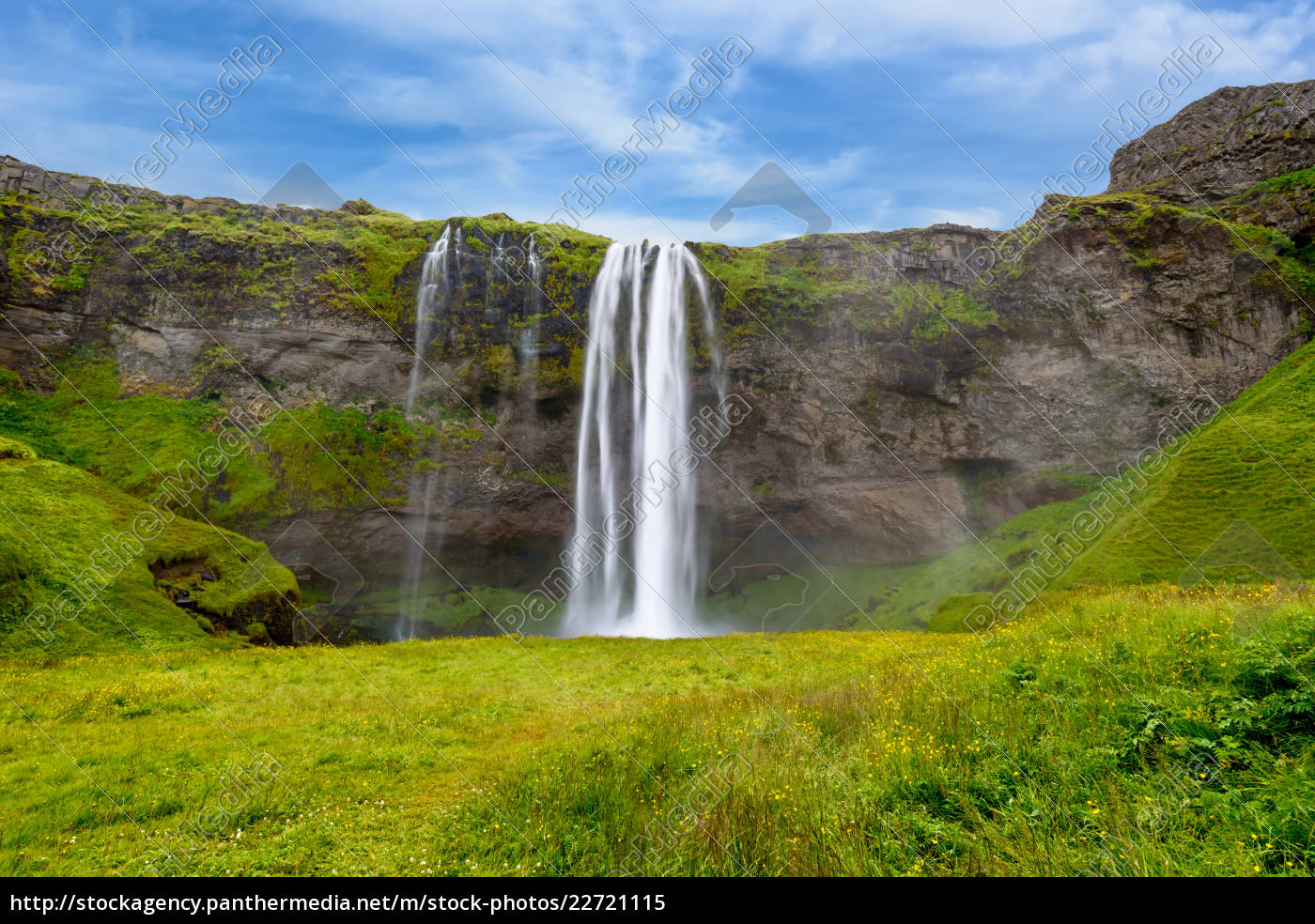 Wasserfall Seljalandsfoss Im Sommer Island Stockfoto 22721115 Bildagentur Panthermedia 