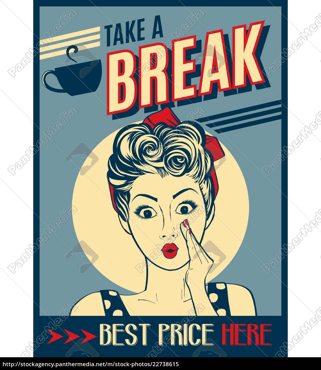 Werbung Fur Kaffee Retro Plakat Mit Pop Art Frau Lizenzfreies Bild Bildagentur Panthermedia