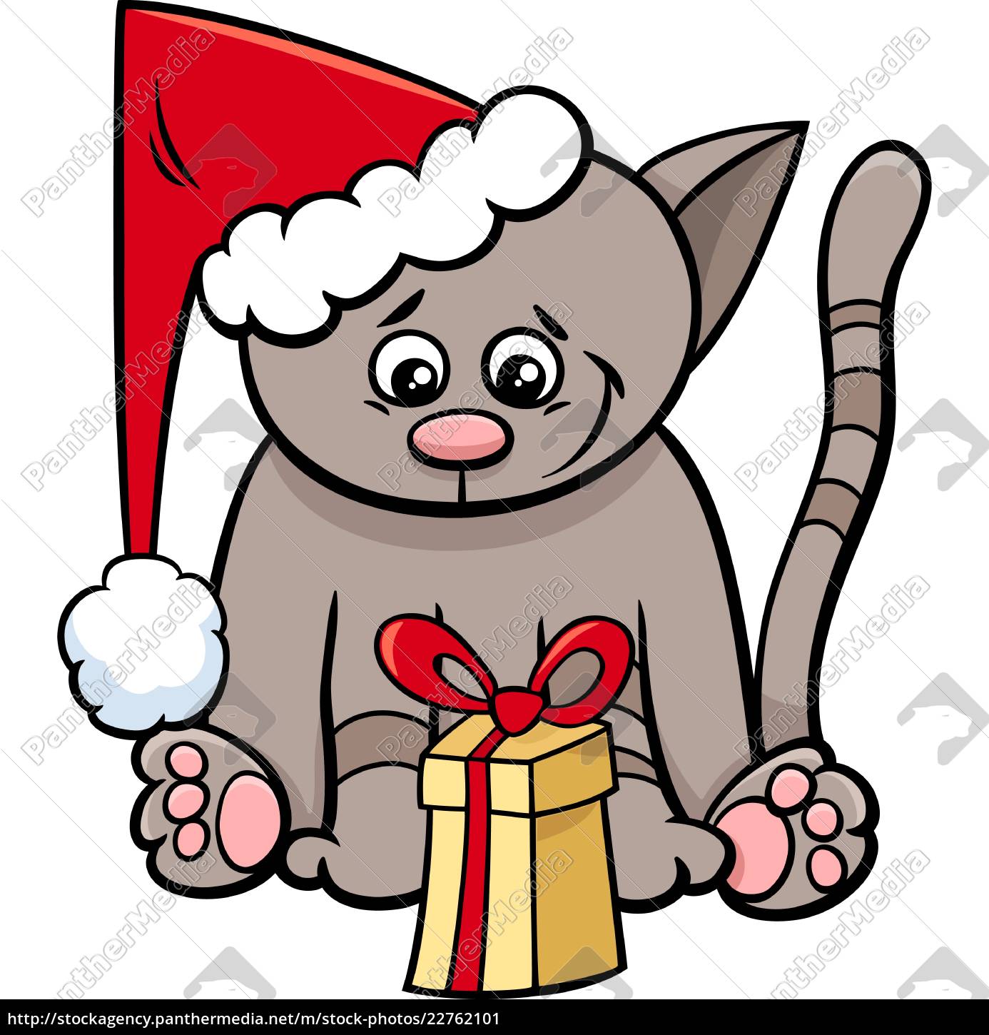 Katze Mit Weihnachten Prasentieren Karikatur Stockfoto Bildagentur Panthermedia