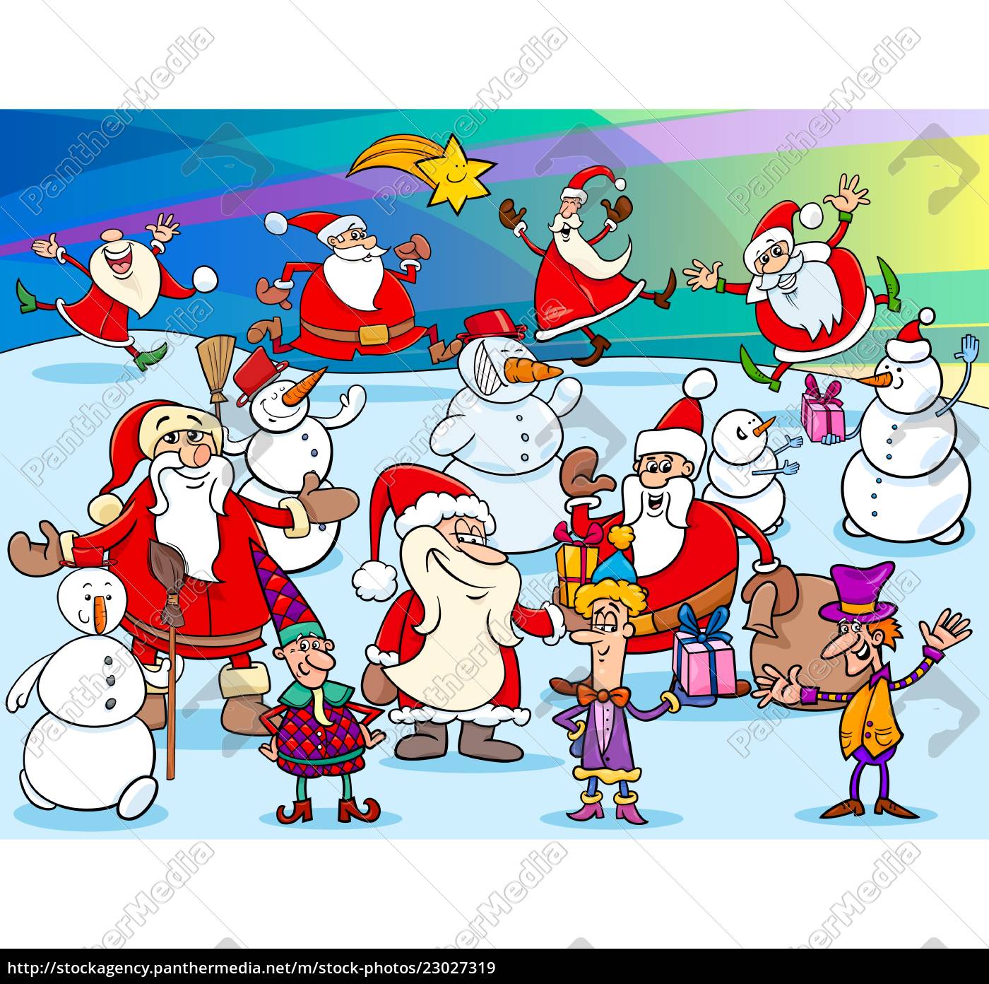 Weihnachten Cartoon Zeichen Gruppe Stockfoto Bildagentur Panthermedia