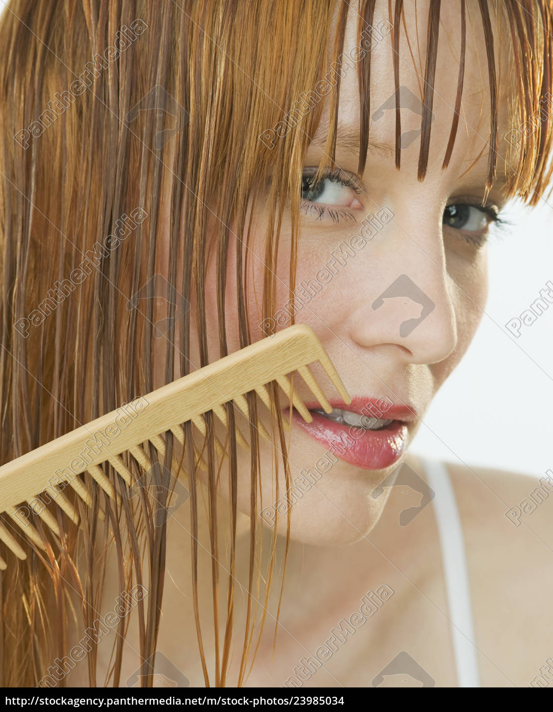 Frau Haare Kammen Stock Photo 23985034 Bildagentur Panthermedia