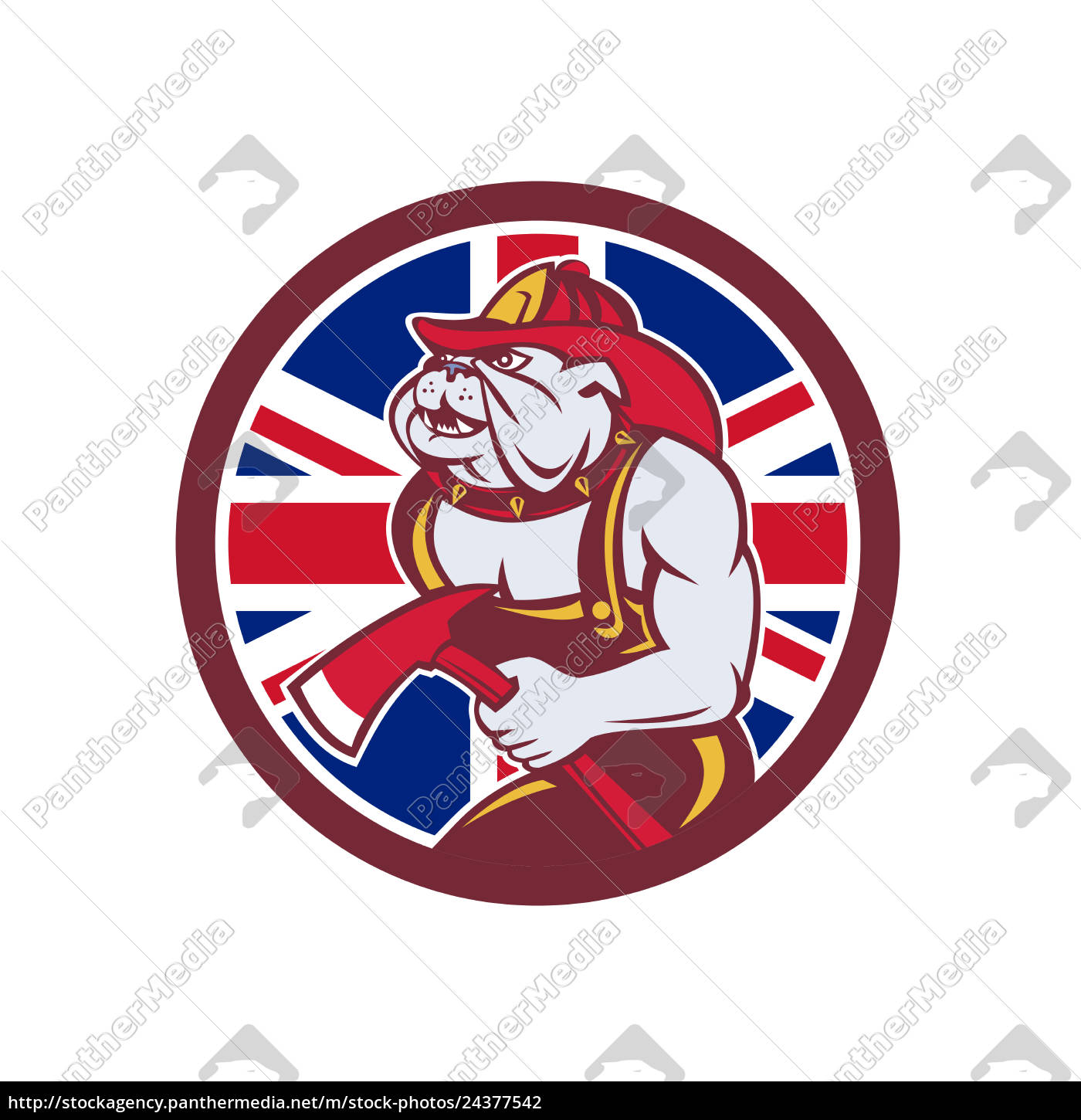 Britische Bulldogge Fireman Union Jack Flag Icon Stock Photo Bildagentur Panthermedia