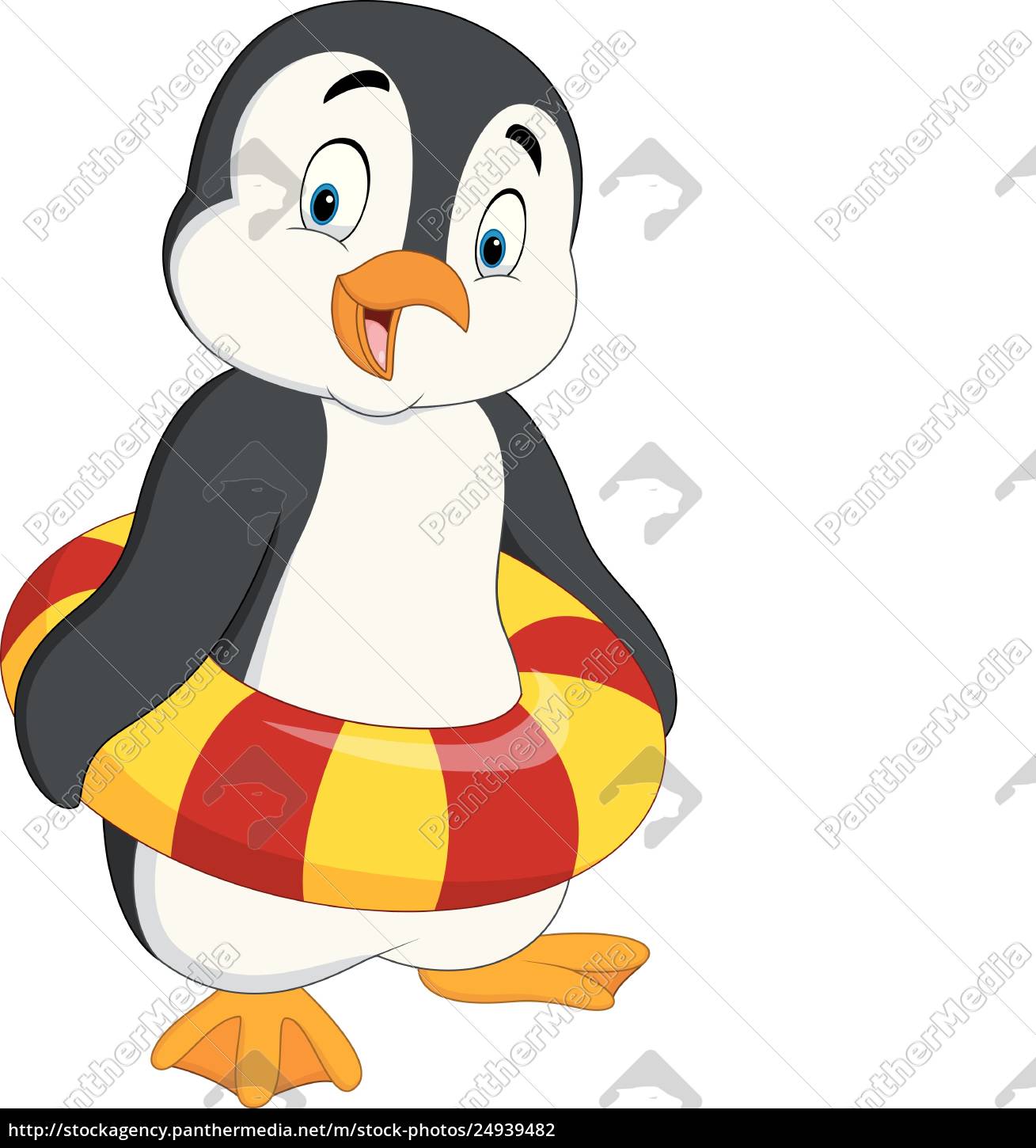 Cartoon Pinguin Mit Aufblasbarem Ring Stock Photo Bildagentur Panthermedia